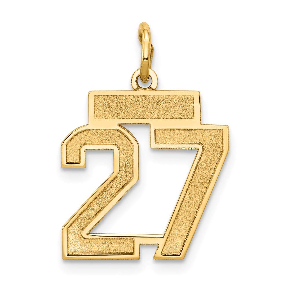 14K Gold Small Satin Number 27 Charm Pendant - Elegant Jewelry for Birthdays, Anniversaries & Personalized Gifts