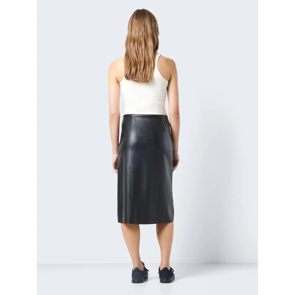Vero Moda Clara Midi Faux Leather Skirt for Women - Stretchy Vegan Leather Pencil Skirt - Office Wear, Party Outfit & Casual Fashion