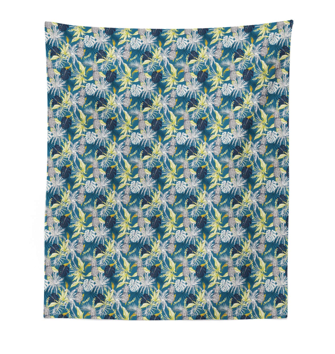 Ambesonne Tropical Tapestry - Summer Leaves & Pineapple Wall Hanging Decor for Bedroom, Living Room, Dorm - 23x28 Inch Sea Blue Multicolor Fabric Art - Perfect for Boho Home Decor & Beach House Themes