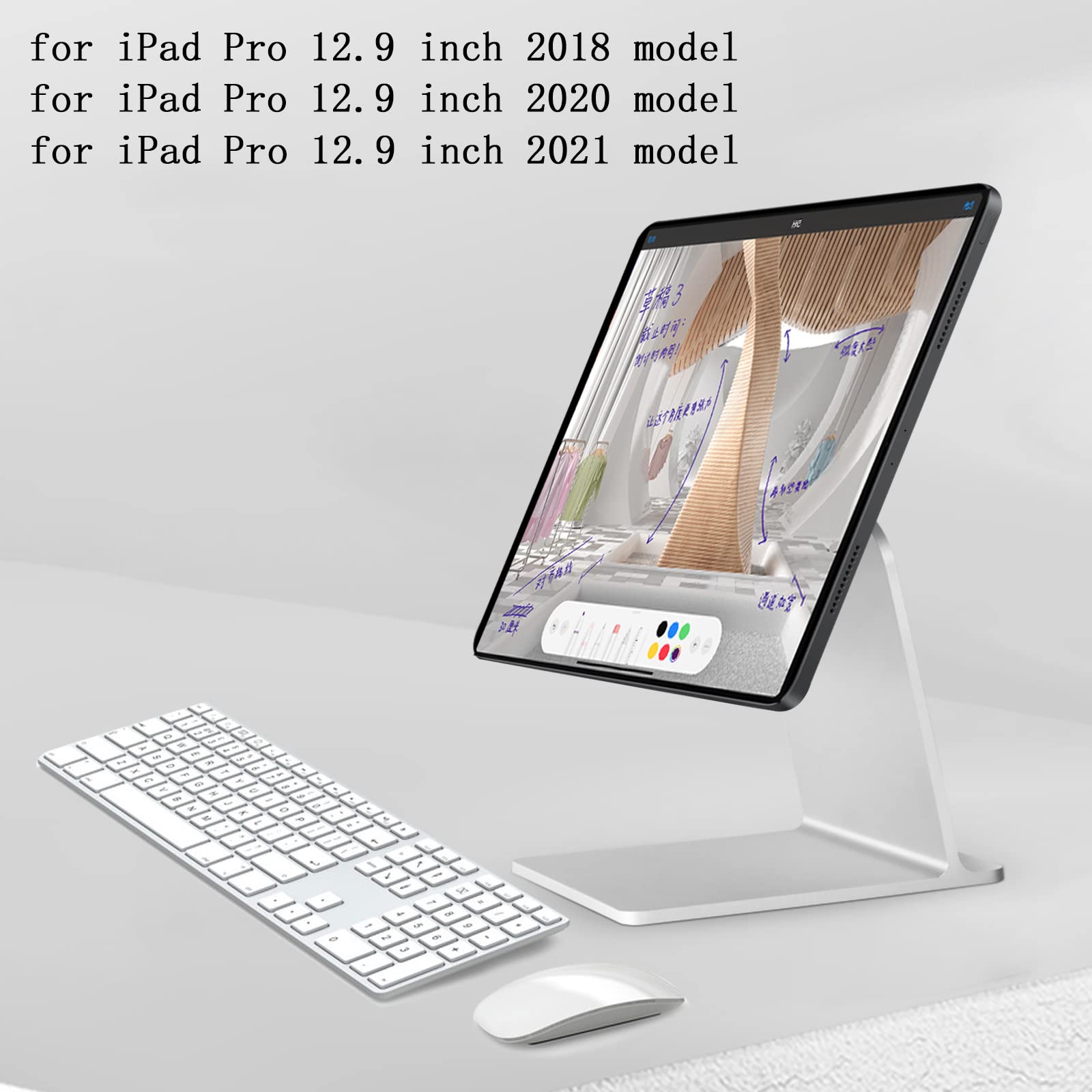 Magnetic iPad Pro Stand - Adjustable Floating Mount Holder for iPad Pro 12.9