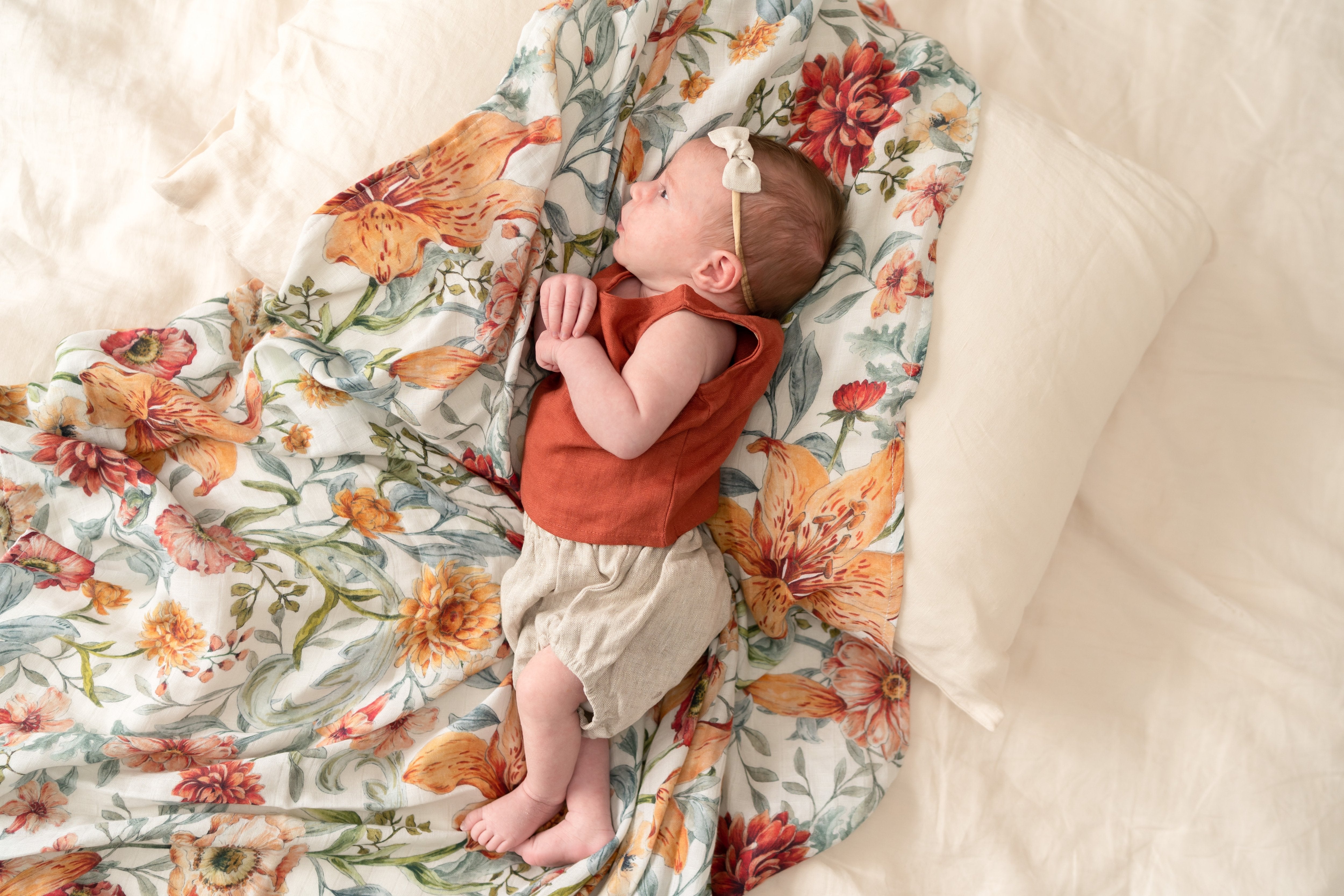 Pop Ya Tot Organic Muslin Swaddle Blanket - Soft & Breathable Baby Wrap for Newborns - Perfect for Swaddling, Nursing Cover & Stroller Blanket - Le Piccadilly Collection