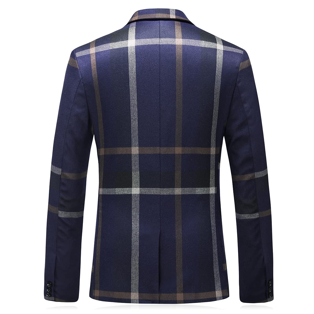 3 Piece Men's Check Plaid Suit Set - Single Breasted One Button Jacket with Formal Dress Pants for Wedding, Prom, Party & Business Events