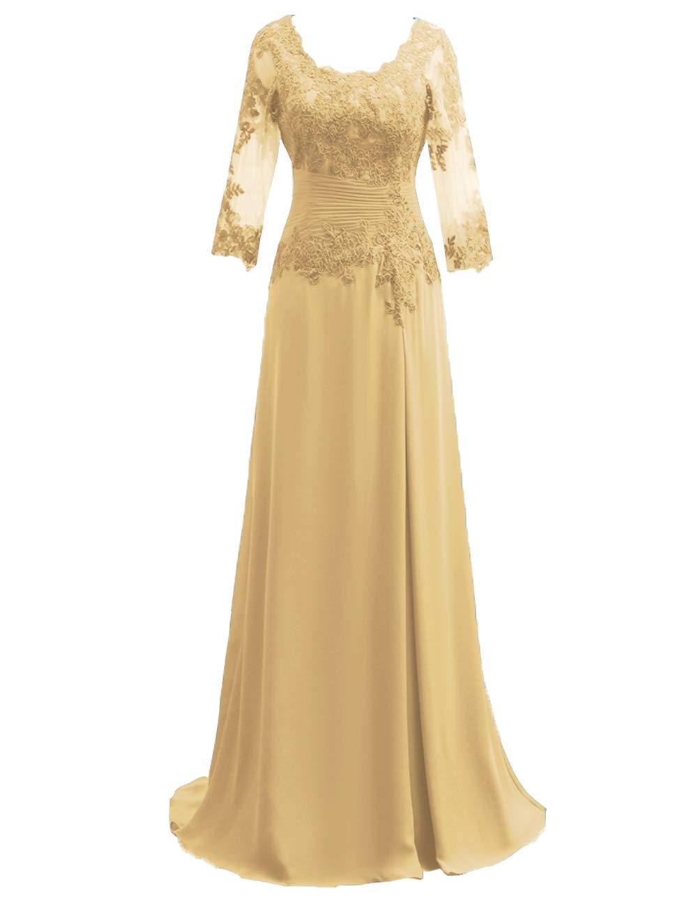 Elegant Long Sleeve Chiffon Mother of The Bride Dress - Lace Formal Evening Gown for Wedding Guest | Perfect for Weddings, Galas & Special Occasions