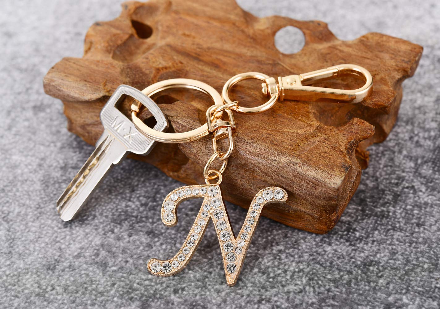 AlphaAcc Crystal Alphabet Initial Letter Keychain for Women - Elegant Purse Charm with Key Ring for Handbags, Gifts, and Everyday Carry Accessories