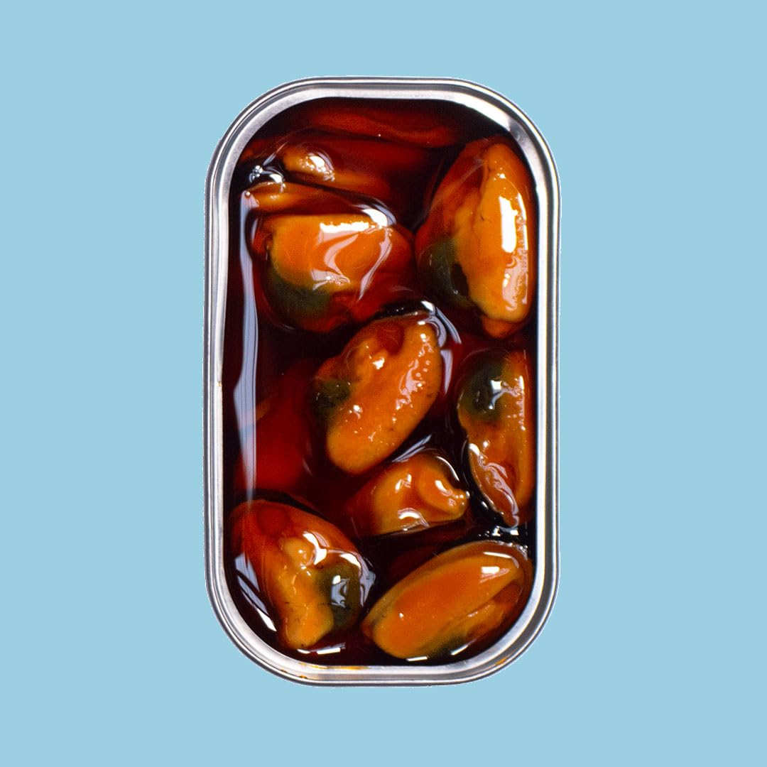 Premium Spanish Mussels in Pickled Sauce - Rich in B Vitamins & Omega-3 | Ati Manel Canned Seafood | 110g Can | Perfect for Salads, Pasta & Tapas