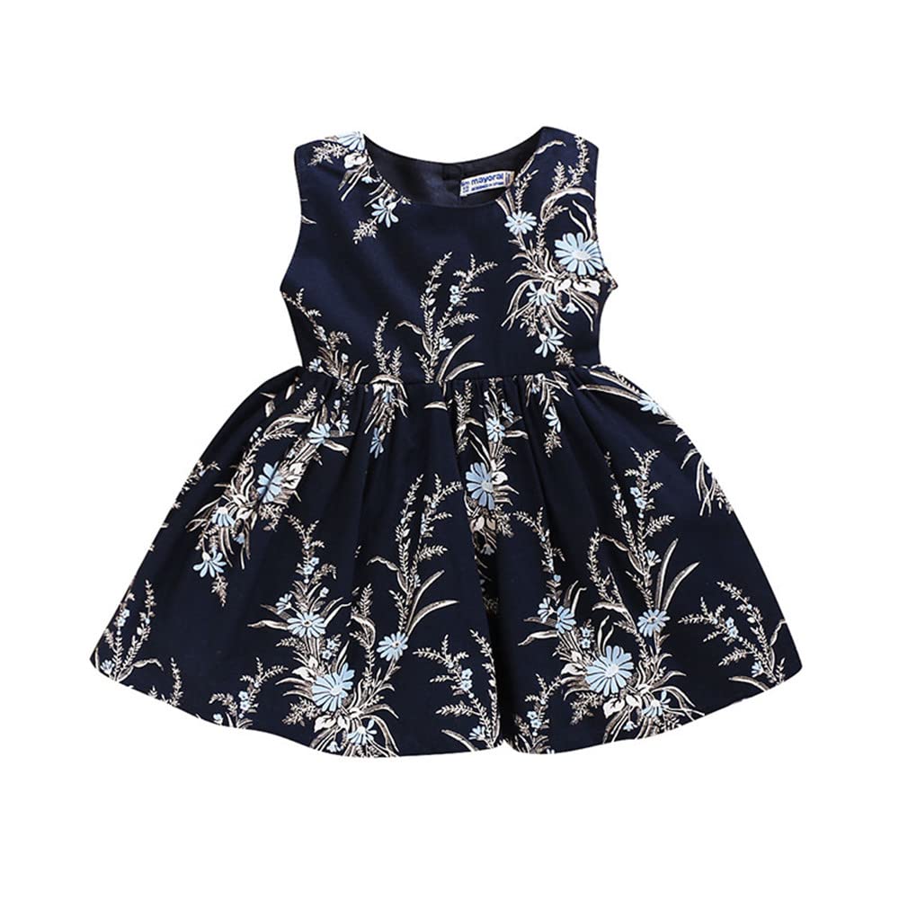 Toddler Baby Girls Floral Sleeveless Summer Dress - Cute Crewneck Sundress Skirt Outfit for Playdates & Beach Vacations
