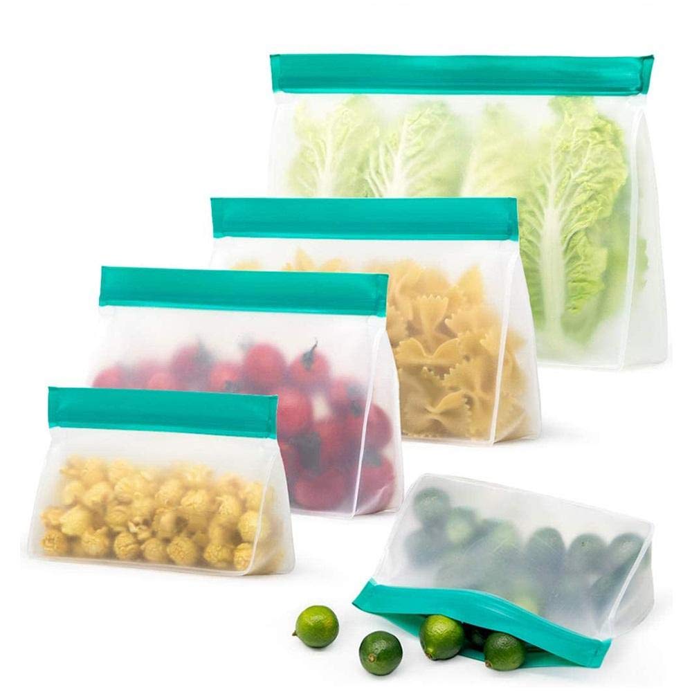**PEVA Reusable Food Storage Bags - Eco-Friendly, Leakproof Stand-Up Freezer & Lunch Bags (3-Pack) - Perfect for Meal Prep, Snacks, and Freezer Organization**