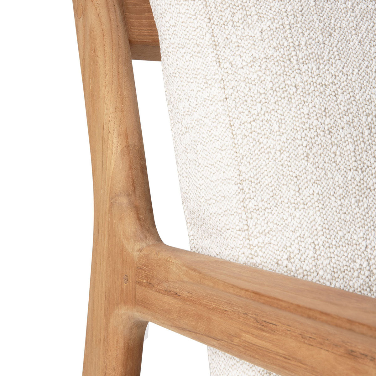 Outdoor Fabric 3-Seater Sofa with Teak Frame in Off White - Perfect for Patio, Garden, and Poolside Relaxation