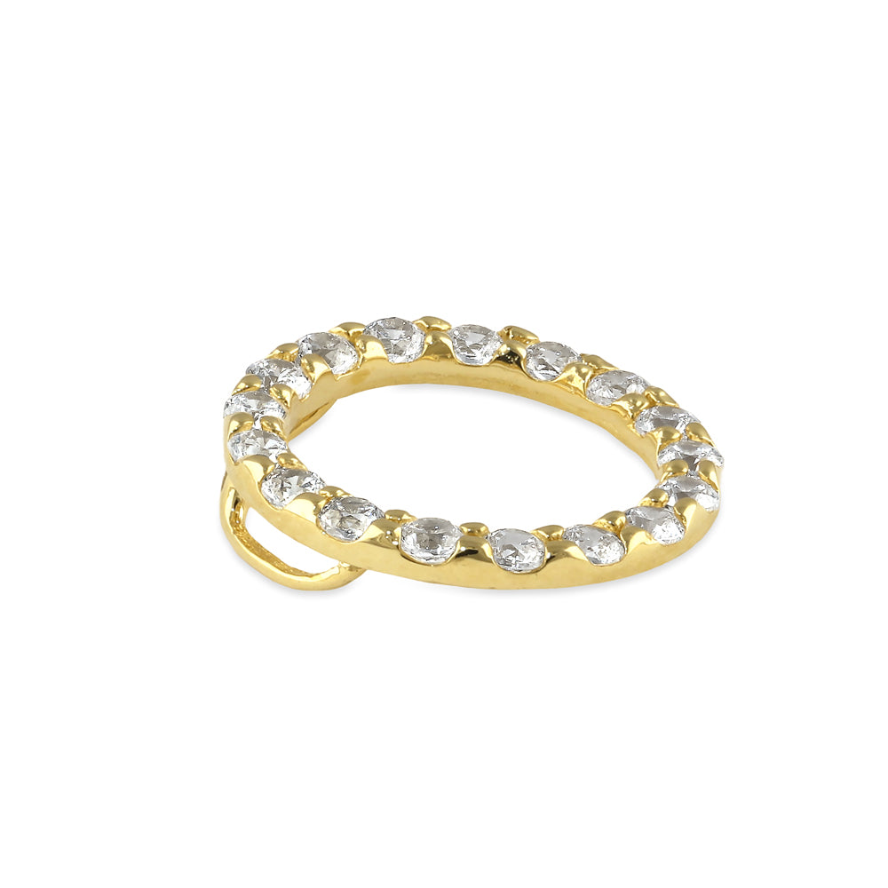 14K Solid Gold 8mm Cubic Zirconia Halo Circle Pendant Necklace - Elegant Jewelry Gift for Women, Perfect for Weddings, Anniversaries & Special Occasions