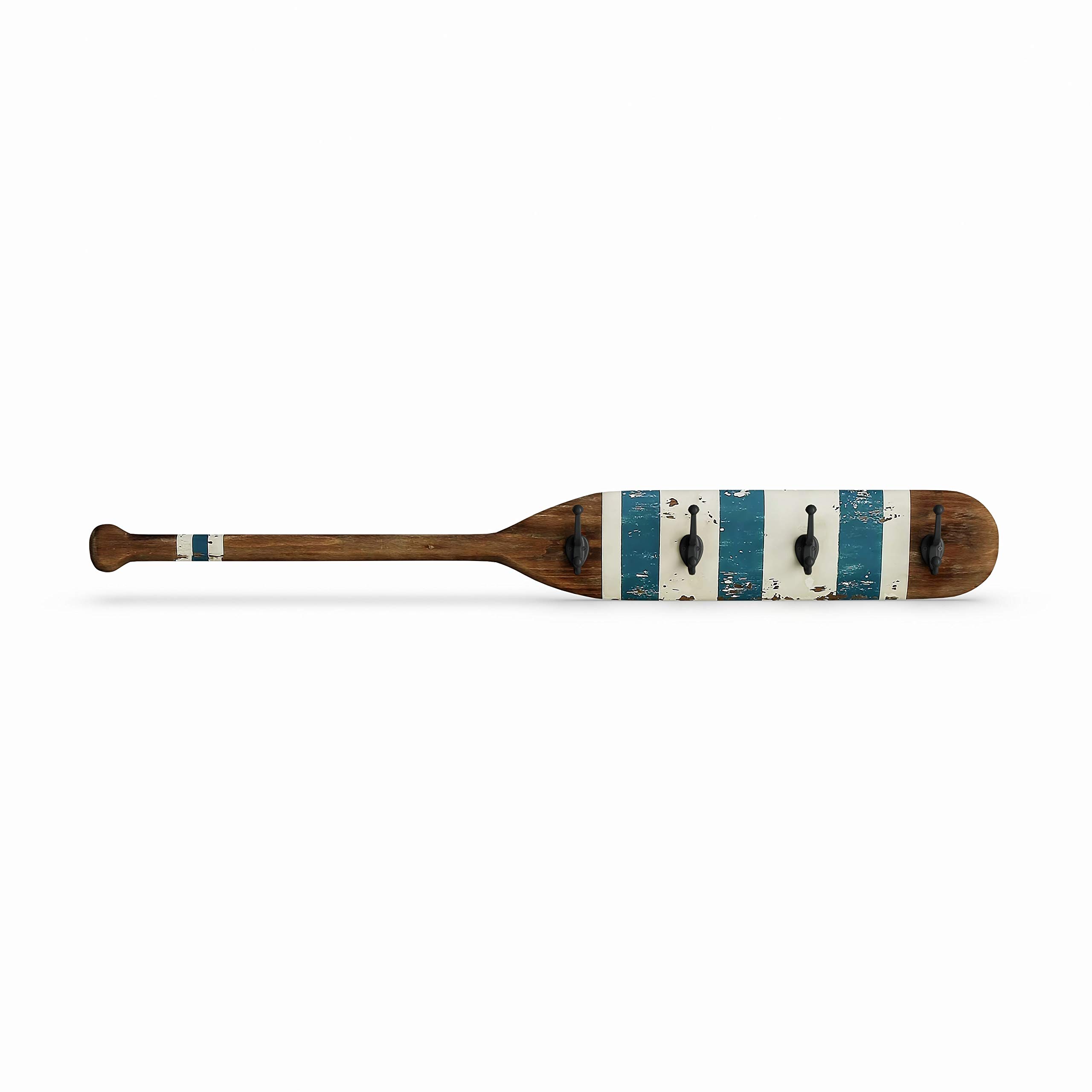 Premium Wood and Metal Oar with Hooks - Multi-Color Iron Finish - Perfect for Fishing, Boating, and Outdoor Water Sports