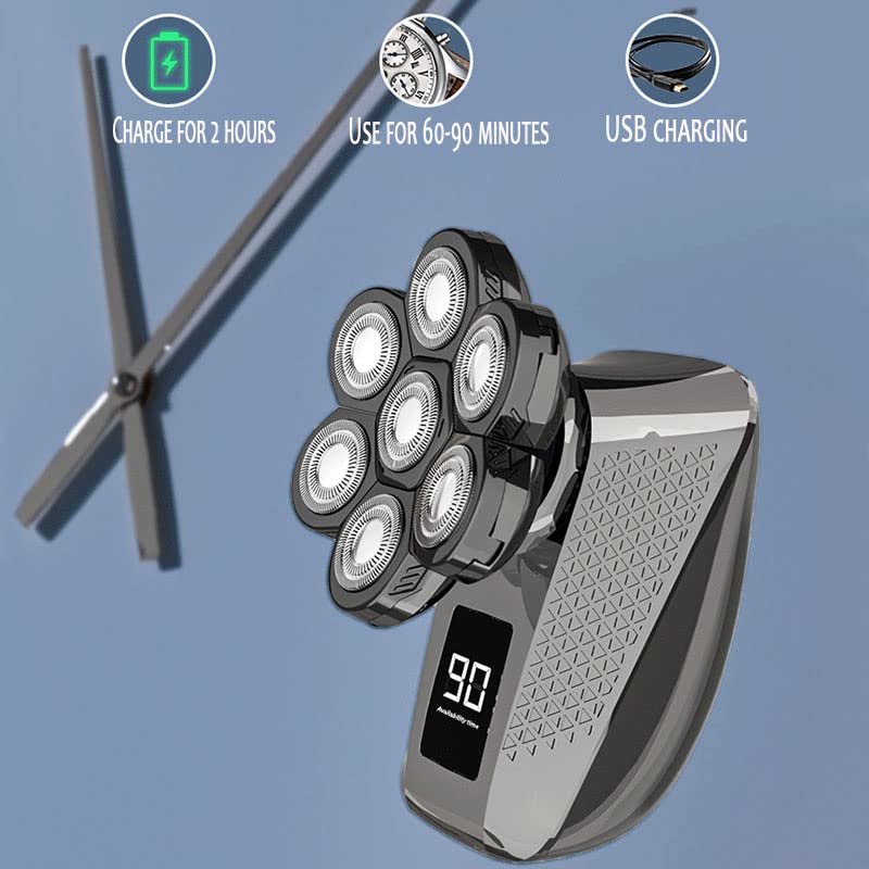 Professional 7-Blade Electric Razor for Men - Rechargeable Cordless Shaver with Beard Trimmer & Body Groomer | Perfect for Smooth Shaving, Beard Styling & Body Hair Trimming at Home or Travel
