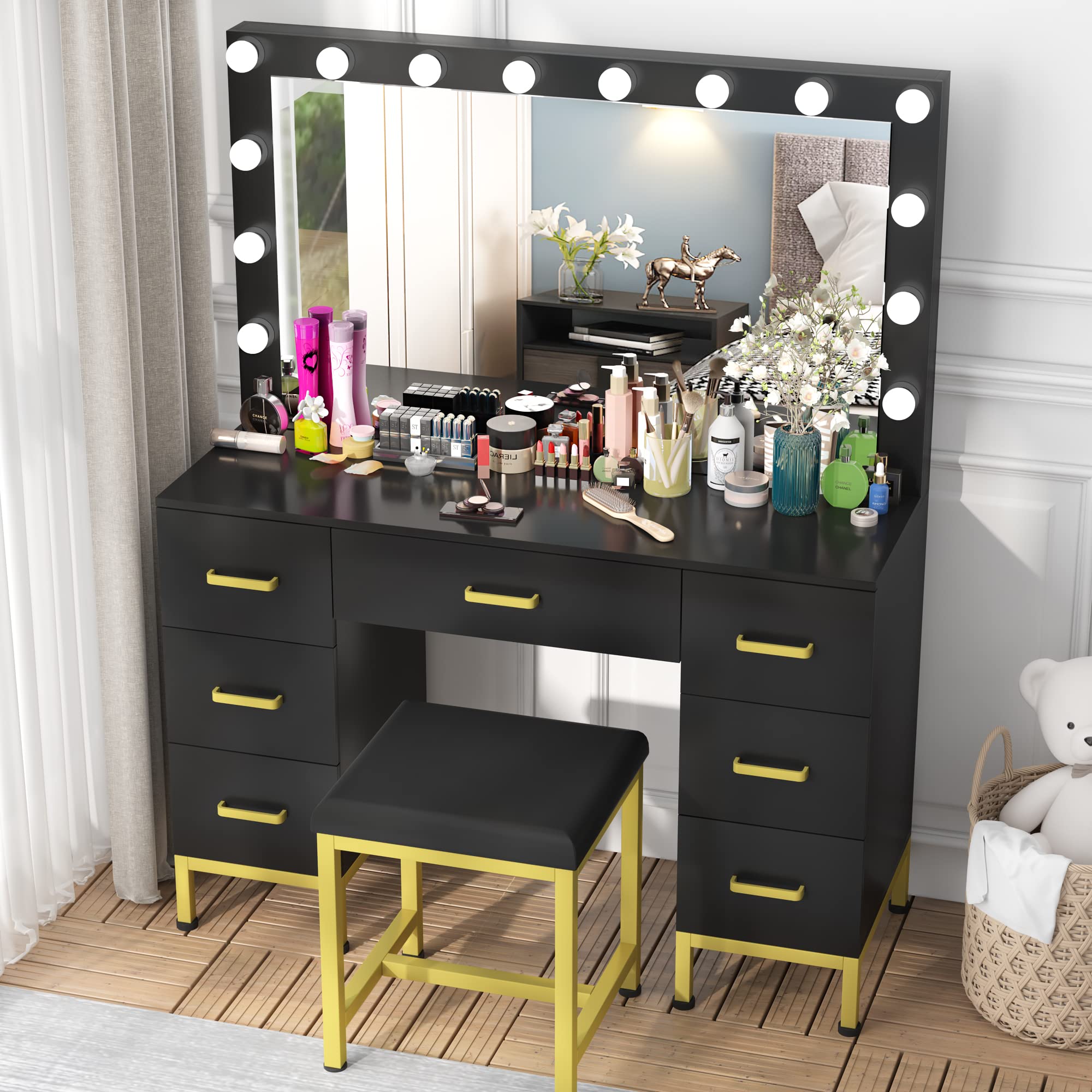 Modern Makeup Vanity with LED Lights - 44