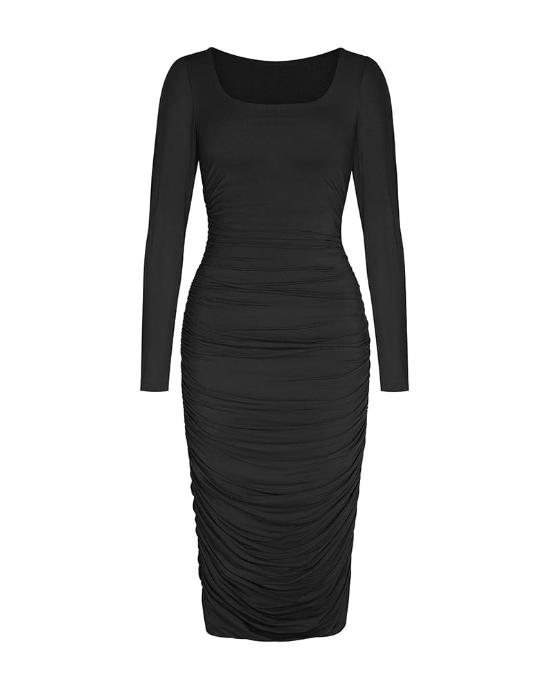 Smooth Ruched Bodycon Dress for Women - Slimming & Flattering Fit - Perfect for Parties, Date Nights & Evening Events