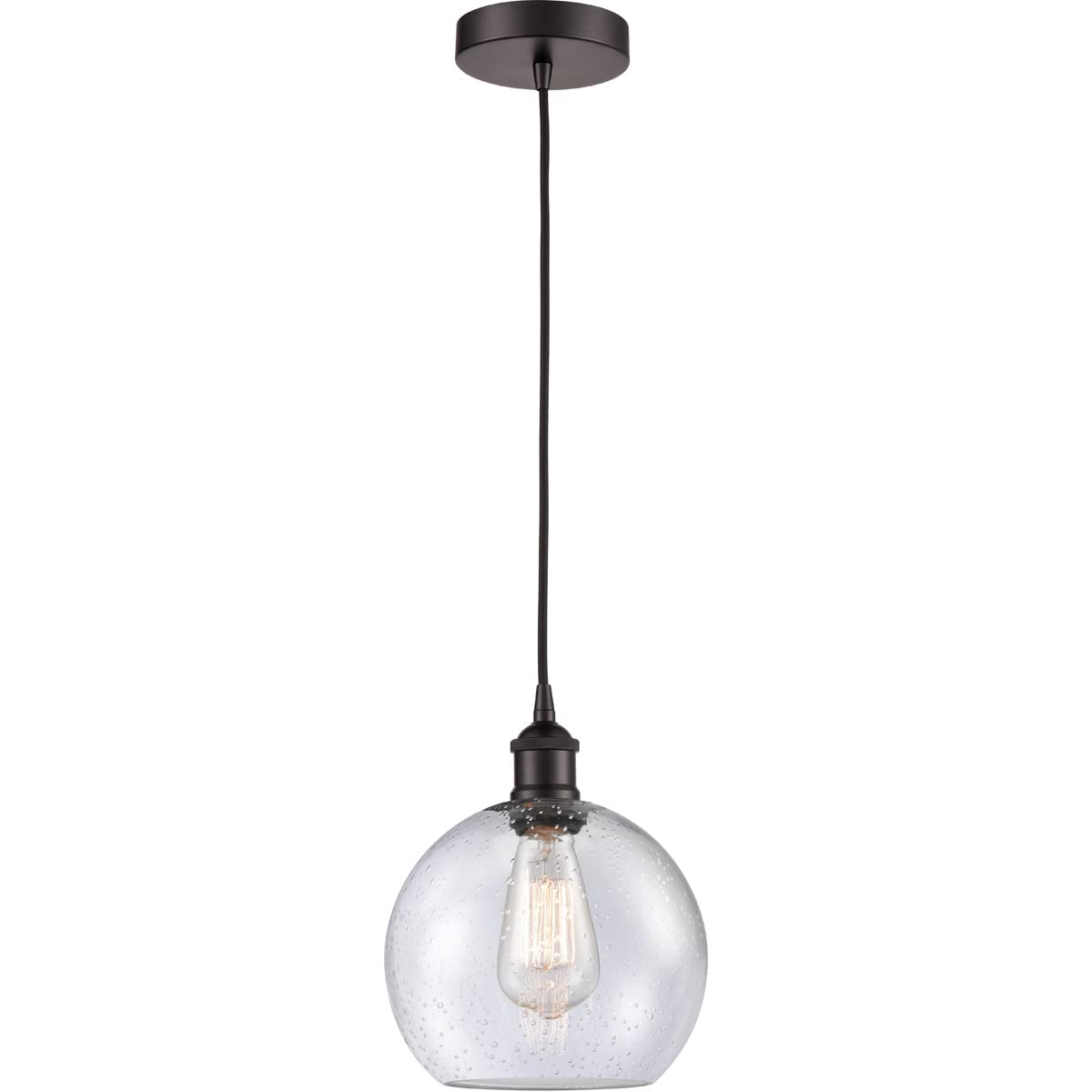 Vintage Mini Pendant Light Fixture - 8-LED Edison Bulb, Oil Rubbed Bronze Finish for Kitchen Island, Dining Room, or Bar Counter Lighting | 616-1P-OB-G124-8 Model