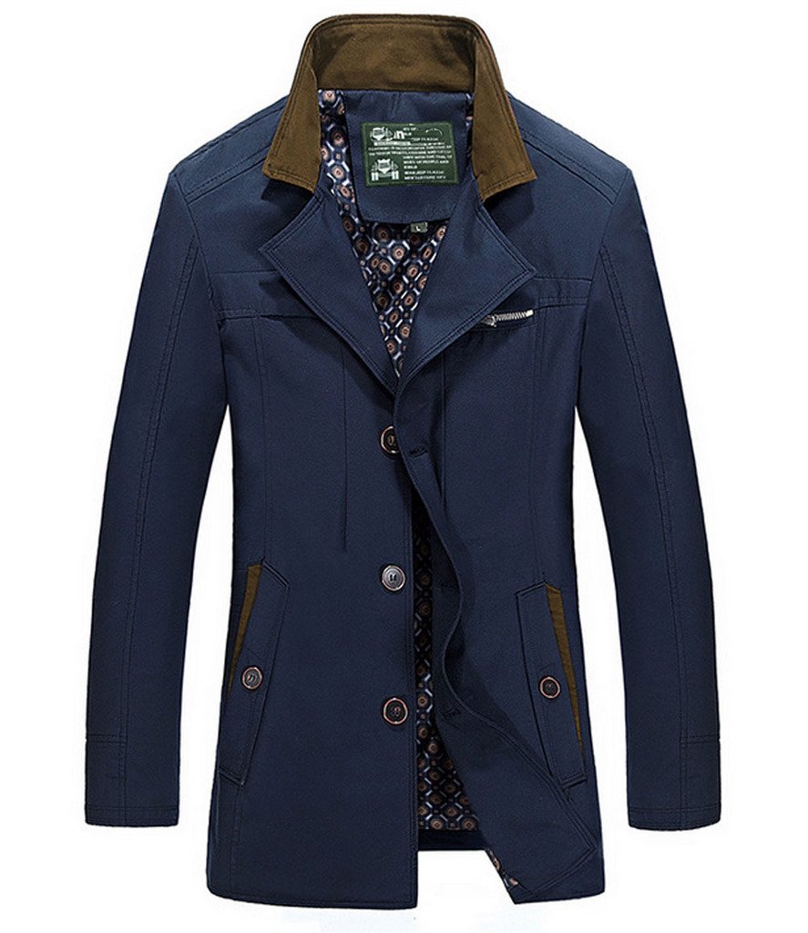 YGT Men's Stand Collar Cotton Slim Jacket for Fall & Spring | Lightweight Casual Coat for Outdoor Activities, Work & Travel