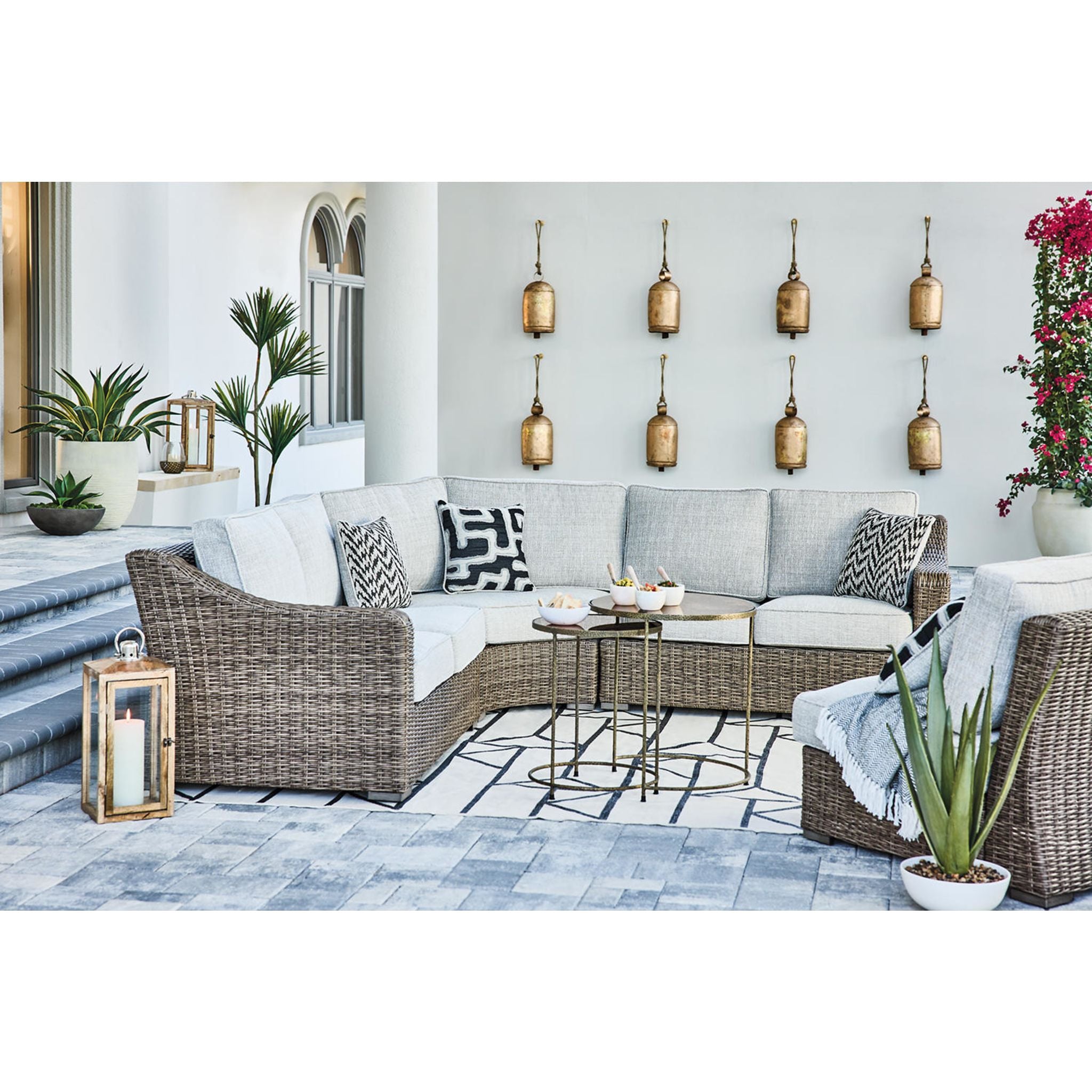 Beachcroft 3-Piece Modular Outdoor Patio Furniture Set - Waterproof Wicker Sectional Sofa with Cushions for Garden, Poolside & Backyard Relaxation