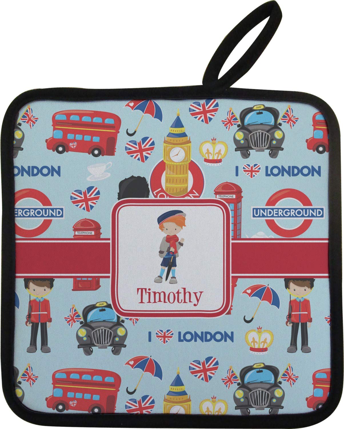Personalized London Right Oven Mitt and Pot Holder Set with Custom Name or Text - Perfect for Baking, Cooking, and Kitchen Decor