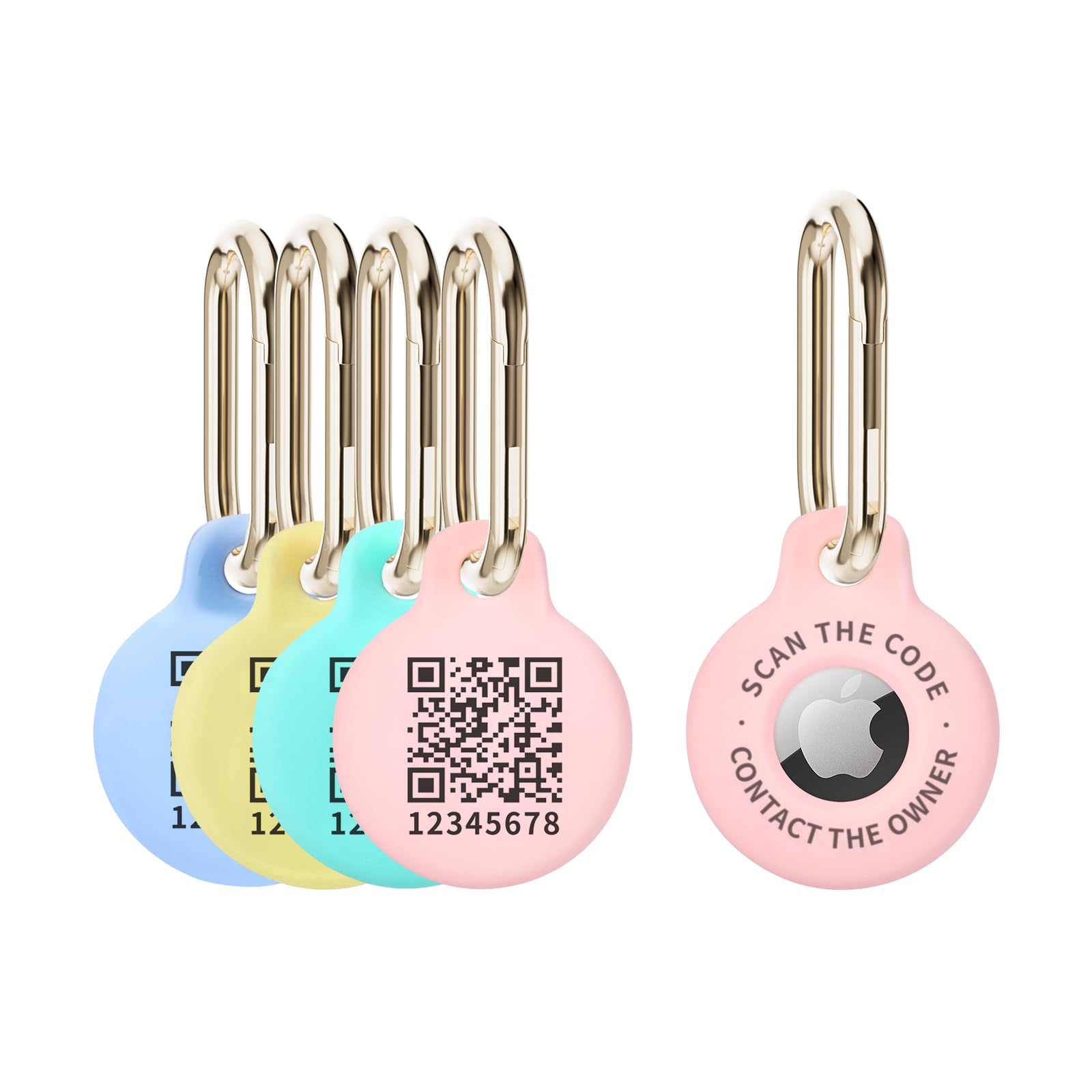 Smart QR Code AirTag Holder - 4 Pack Durable Silicone Keychain Case for Apple AirTags | Personalized Luggage Tags & Tracker Accessories for Keys, Wallets, Backpacks & Travel Essentials | Perfect for Travel, Work & Daily Organization