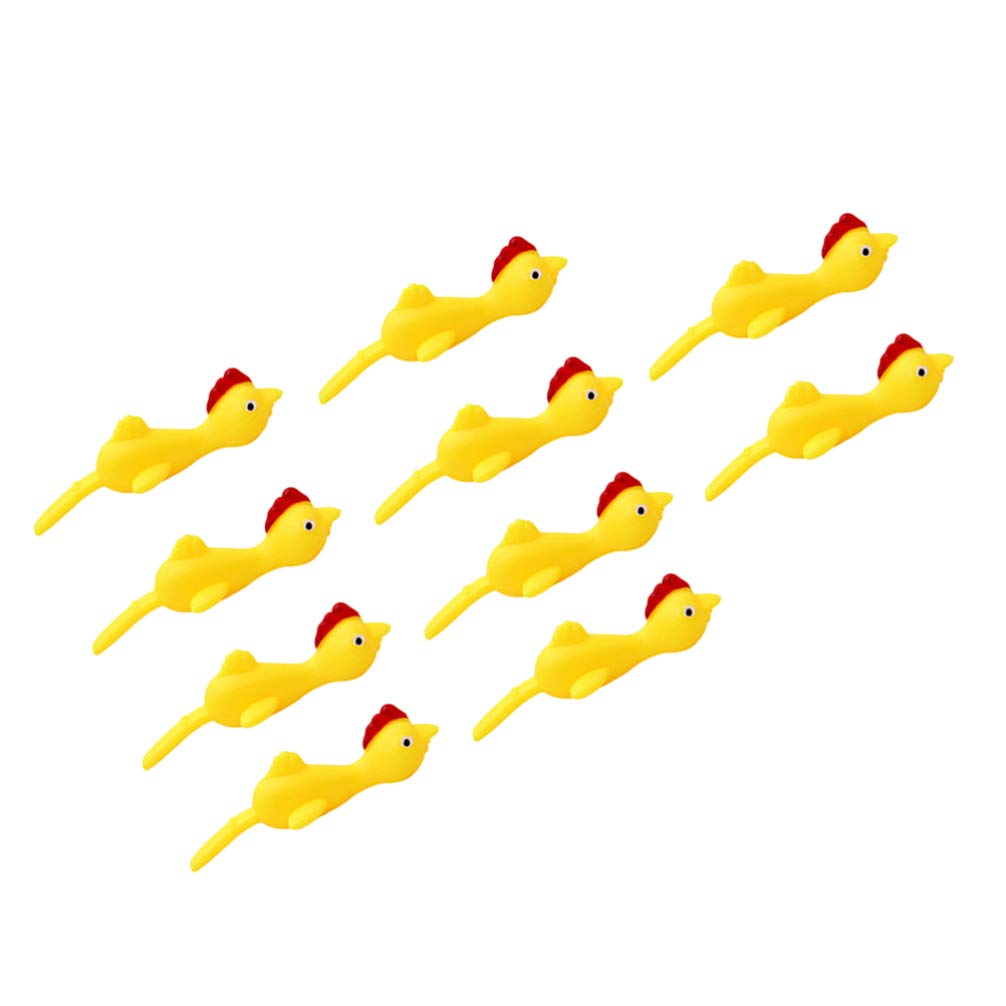 NUOBESTY 20pcs Stretchy Flying Chicken Slingshot Toys - Rubber Chicken Flickers for Easter Pranks, Party Games & Outdoor Fun (Great for Kids & Adults)
