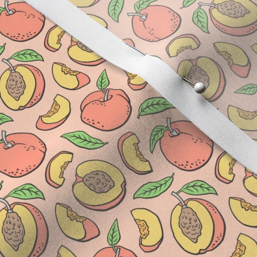 Peach Print Satin Fabric by The Yard - Tiny Peach Fruits Design for Spring Summer Sewing, Lining, Apparel, Fashion, Blankets & Home Decor | Perfect for Picnics, Dresses, and DIY Crafts