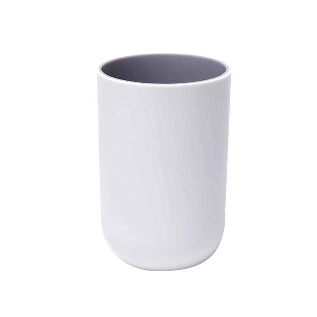 Portable Travel Toothbrush Holder & Mouthwash Cup - Light Grey Bathroom Organizer for Home, Camping, and Outdoor Use