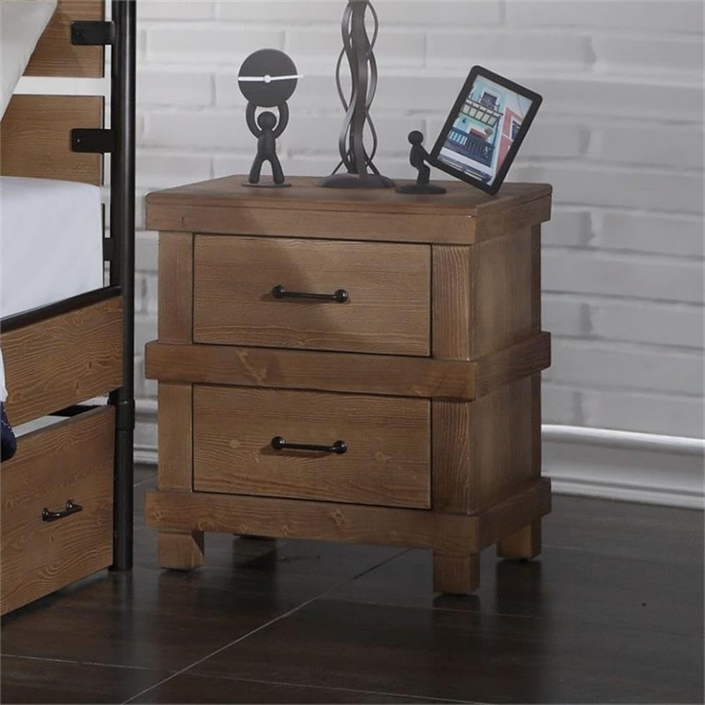 Acme Furniture Adams Wood Nightstand in Antique Oak - Solid Wood Bedside Table with Drawer for Bedroom, Living Room & Guest Room