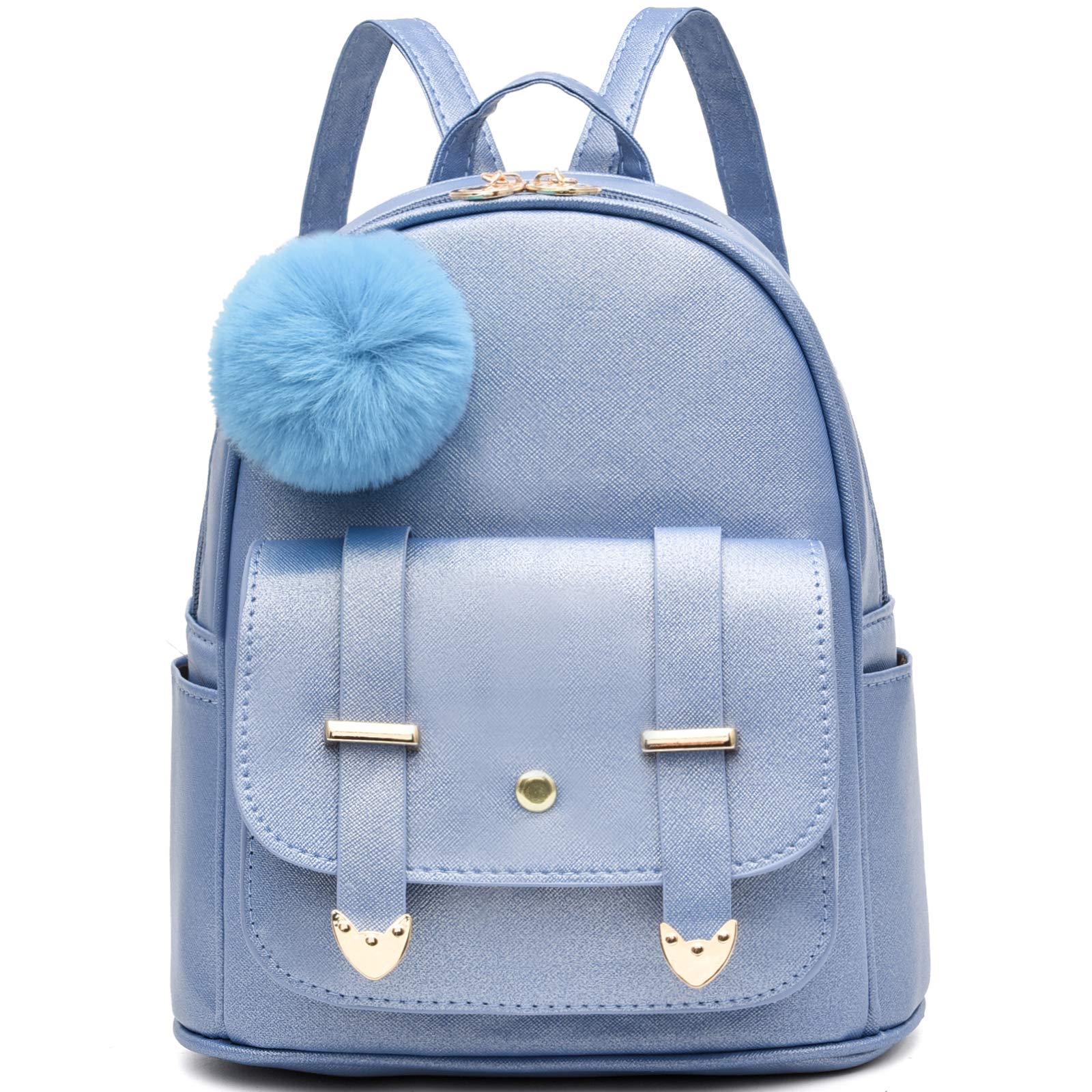 **IHAYNER Girls Fashion Backpack - Mini Backpack Purse for Women & Teens, PU Leather Pompom Shoulder Bag - Perfect for School, Travel & Daily Use**