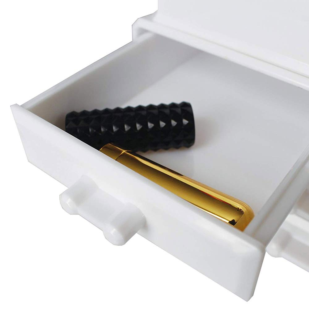 White Acrylic Makeup Organizer with Drawers - Cosmetic Storage Tray for Jewelry & Perfume Display - Beauty Vanity Organizer for Dresser, Bedroom, Bathroom Countertop - Perfect for Clutter-Free Beauty Routine & Gift Giving