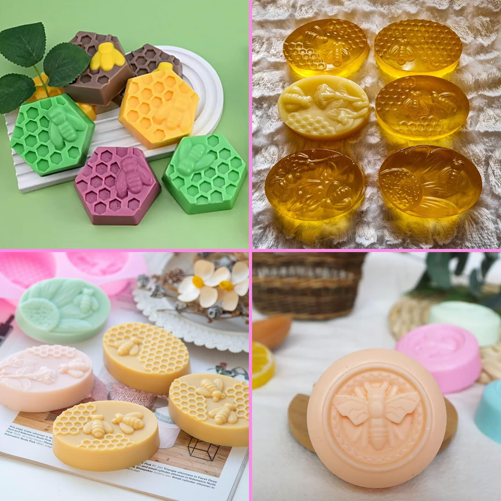 Premium Silicone Honeycomb Soap Molds (3-Pack) - Ideal for Handmade Soap, Lotion Bars & Wax Melts - Perfect for DIY Bee-Themed Crafts, Bath & Body Products, Candle Making & Home Decor Gifts