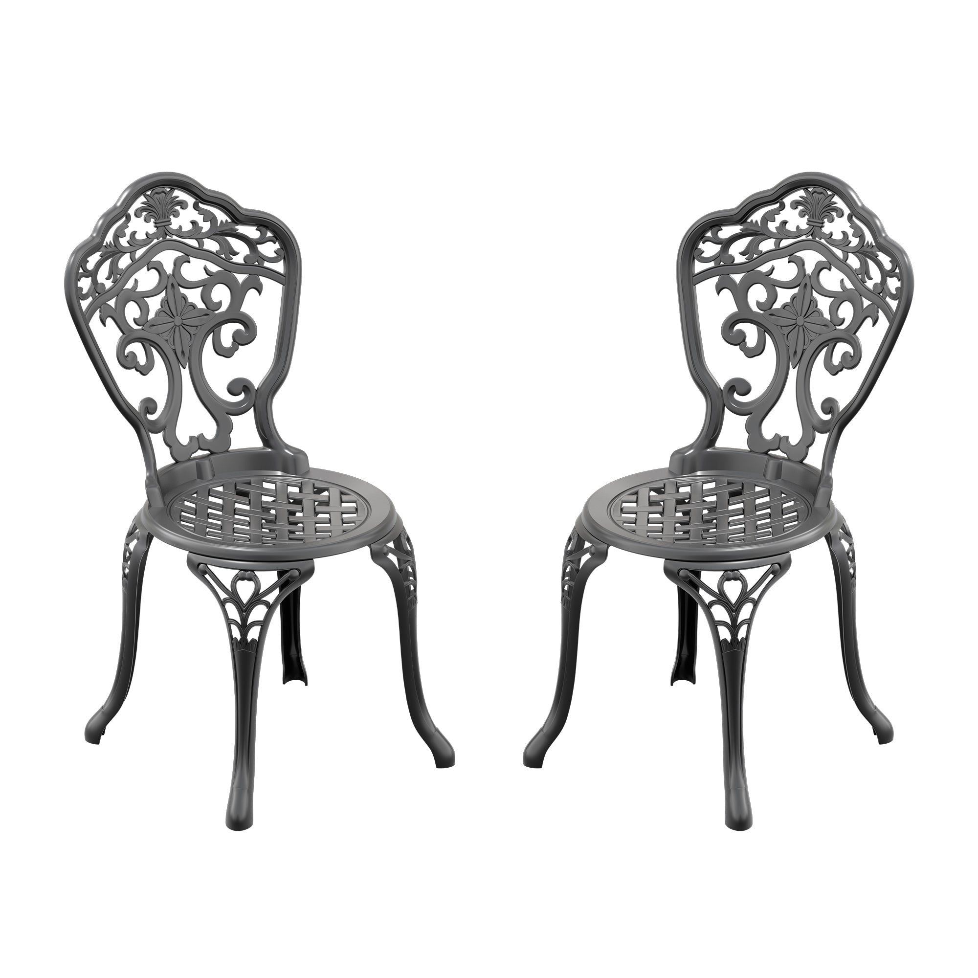 2-Pack Cast Aluminum Patio Dining Chairs with Black Frame - Durable Outdoor Furniture for Garden, Poolside & Backyard Dining