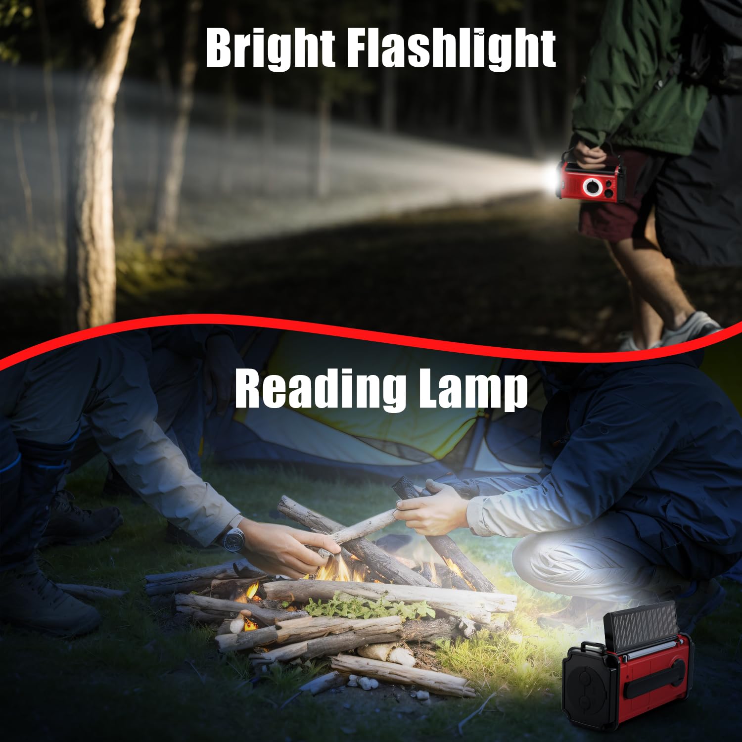 **37000mAh Solar Hand Crank Emergency Weather Radio - Portable AM/FM/NOAA Radio with USB Charger, Flashlight, Reading Light & SOS Alarm - Perfect for Camping, Hiking, and Power Outages**