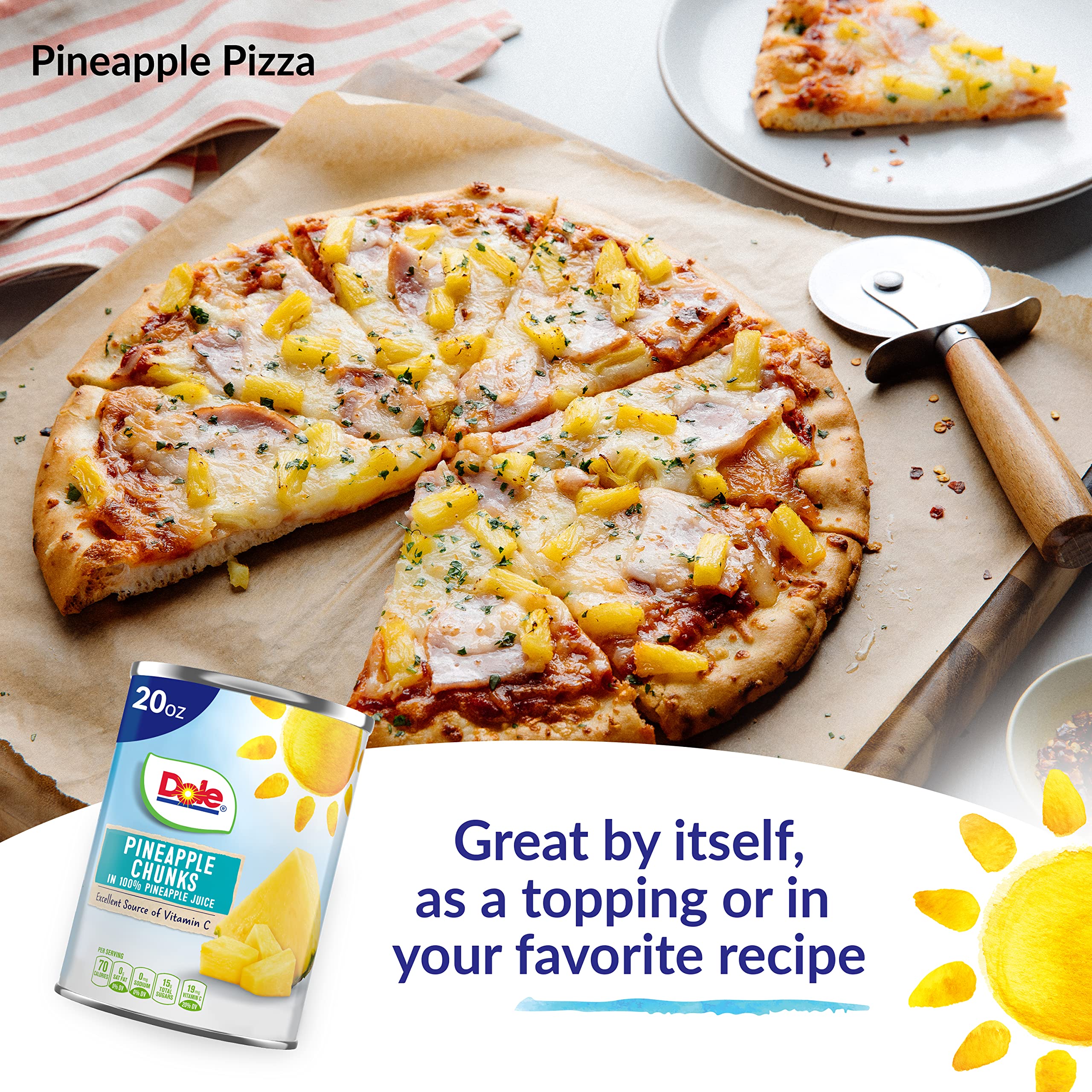 Dole Canned Pineapple Chunks in 100% Pineapple Juice | Gluten Free, Non-GMO | 20 Oz Can | Pantry Staple, Snack & Smoothie Ingredient | Perfect for Baking, Yogurt Topping & Healthy Recipes
