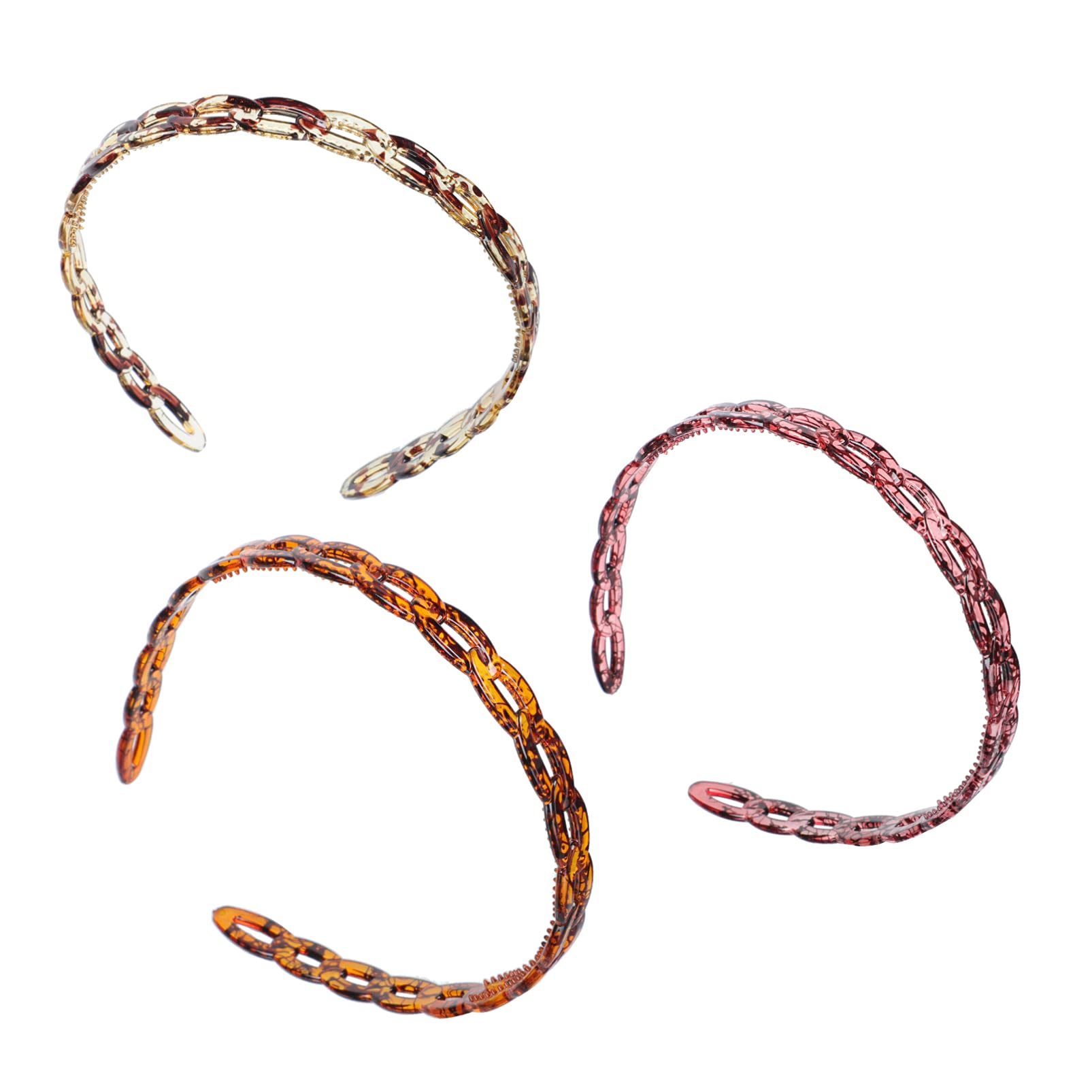 3 Pack U-Shaped Resin Hair Hoops for Women - Soft Headbands for Washing Face, Workout & Styling - Non-Slip Hair Accessories for Girls & Teens (Black/White/Beige)