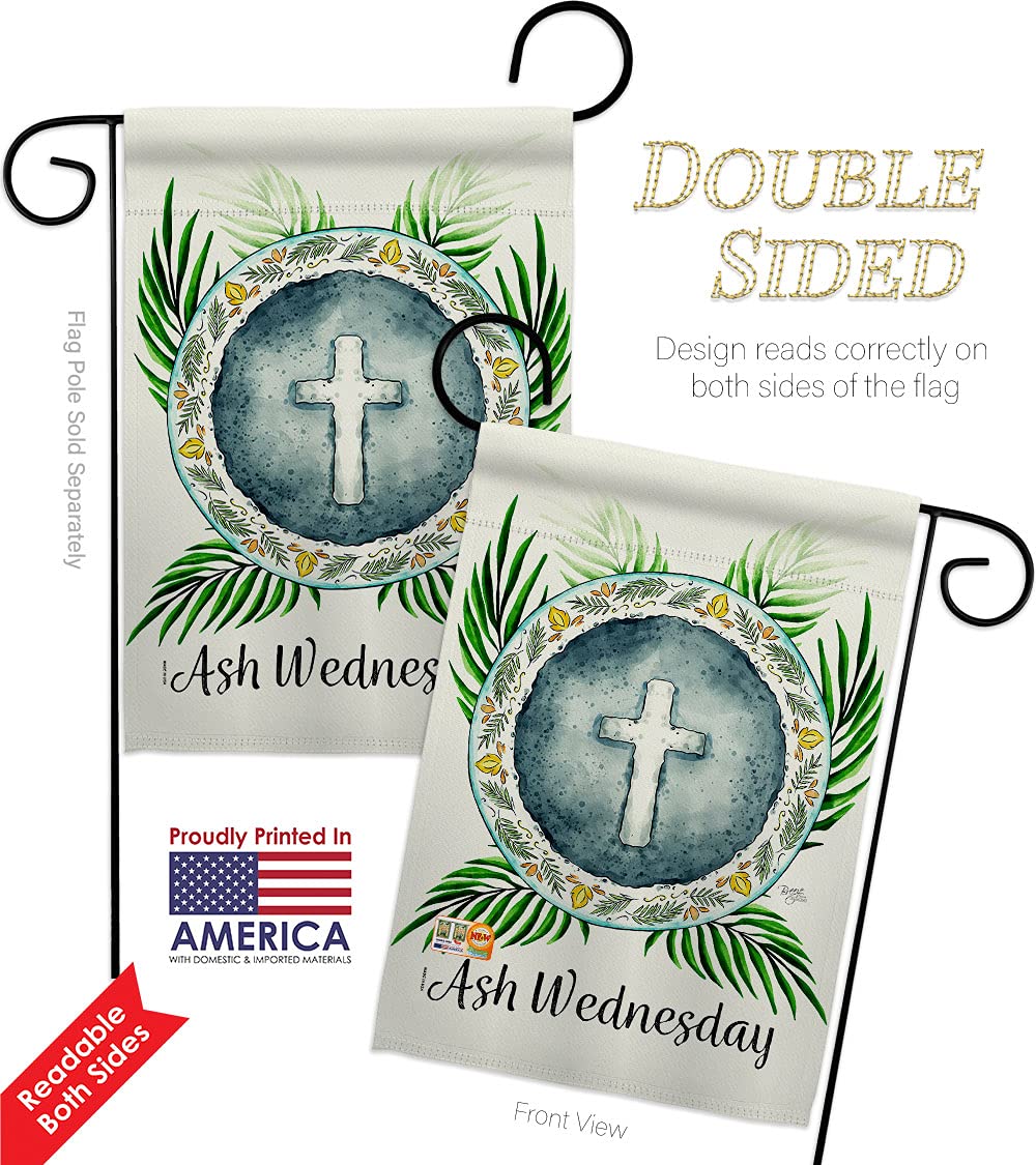 Breeze Decor Holy Ash Wednesday Garden Flag Set - Double-Sided Religious Wall Hanger with Dove Design for Easter, Christian Faith & Home Decoration - Made in USA | Perfect for Yard, Porch & Church Celebrations