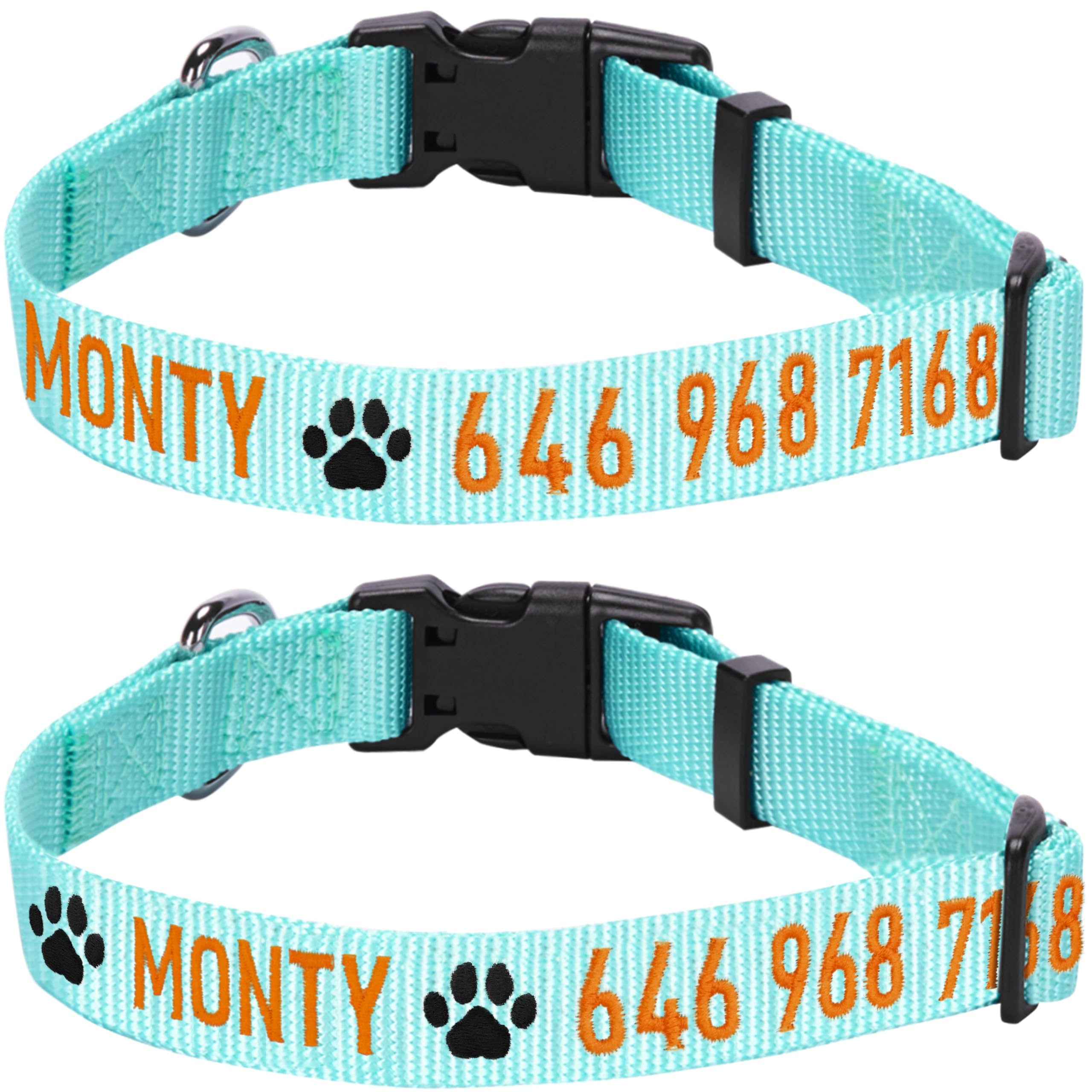 Personalized Dog Collars for Small Dogs - Adjustable Pet Collar with Custom Embroidered Name & Phone Number | Mint Blue Collar for Puppies & Small Breeds | Perfect for Walks, Training & ID Safety