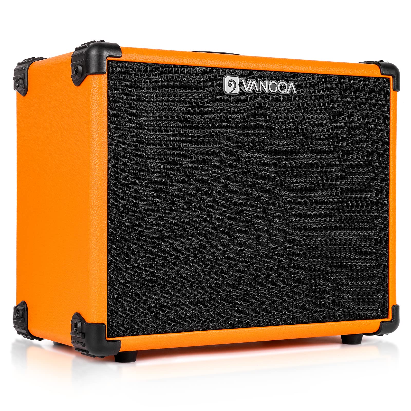 Vangoa 15W Electric Guitar Practice Amp with 3-Band EQ, 6.5″ Speaker & Headphone Jack - Portable Combo Amplifier for Electric Guitar & Bass (Orange) - Perfect for Home Practice, Studio Recording & Small Gigs