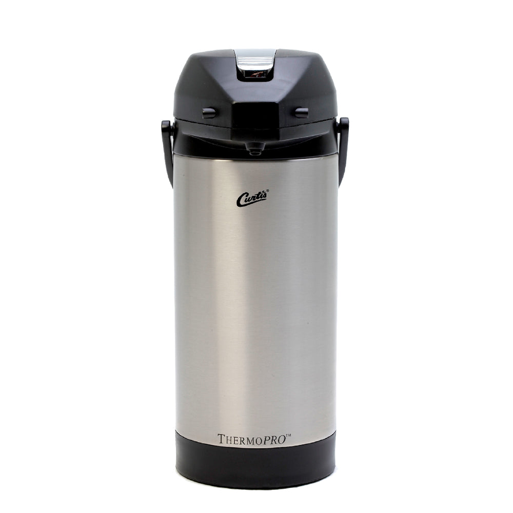 Curtis 1 Gallon Brushed Stainless Steel Airpot Coffee Tea Dispenser #TLXA0101S000 - Perfect for Office, Cafes, and Home Entertaining