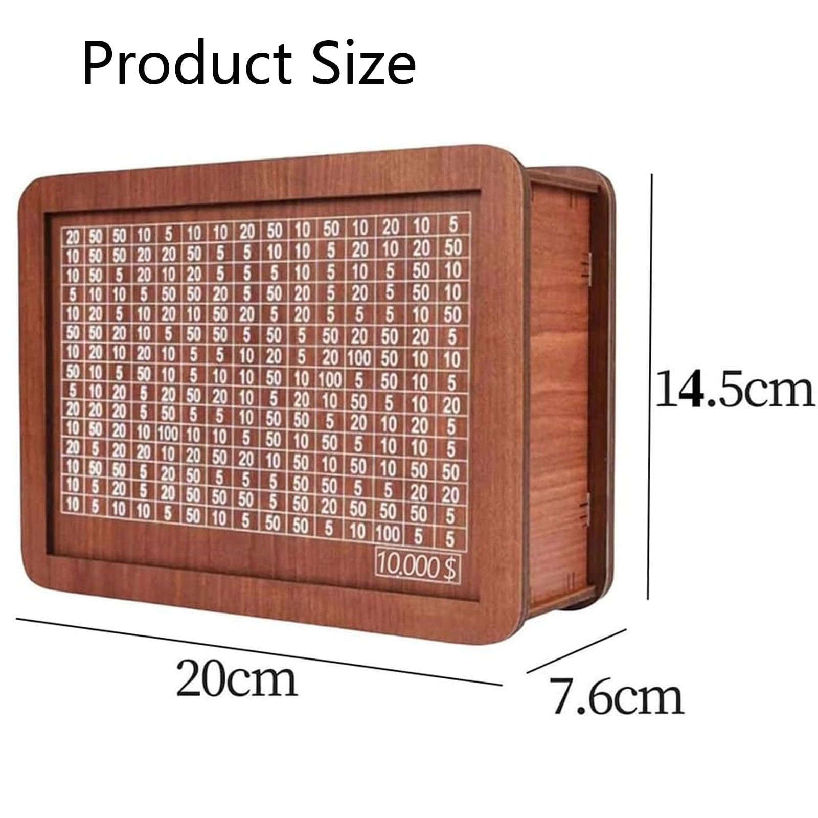 Tenkaybox Wooden Cash Vault - 10,000 Savings Challenge Box | Secure Money Storage for Home, Office & Piggy Bank Alternative | Durable Cash Saver Box for Bills, Coins & Emergency Funds