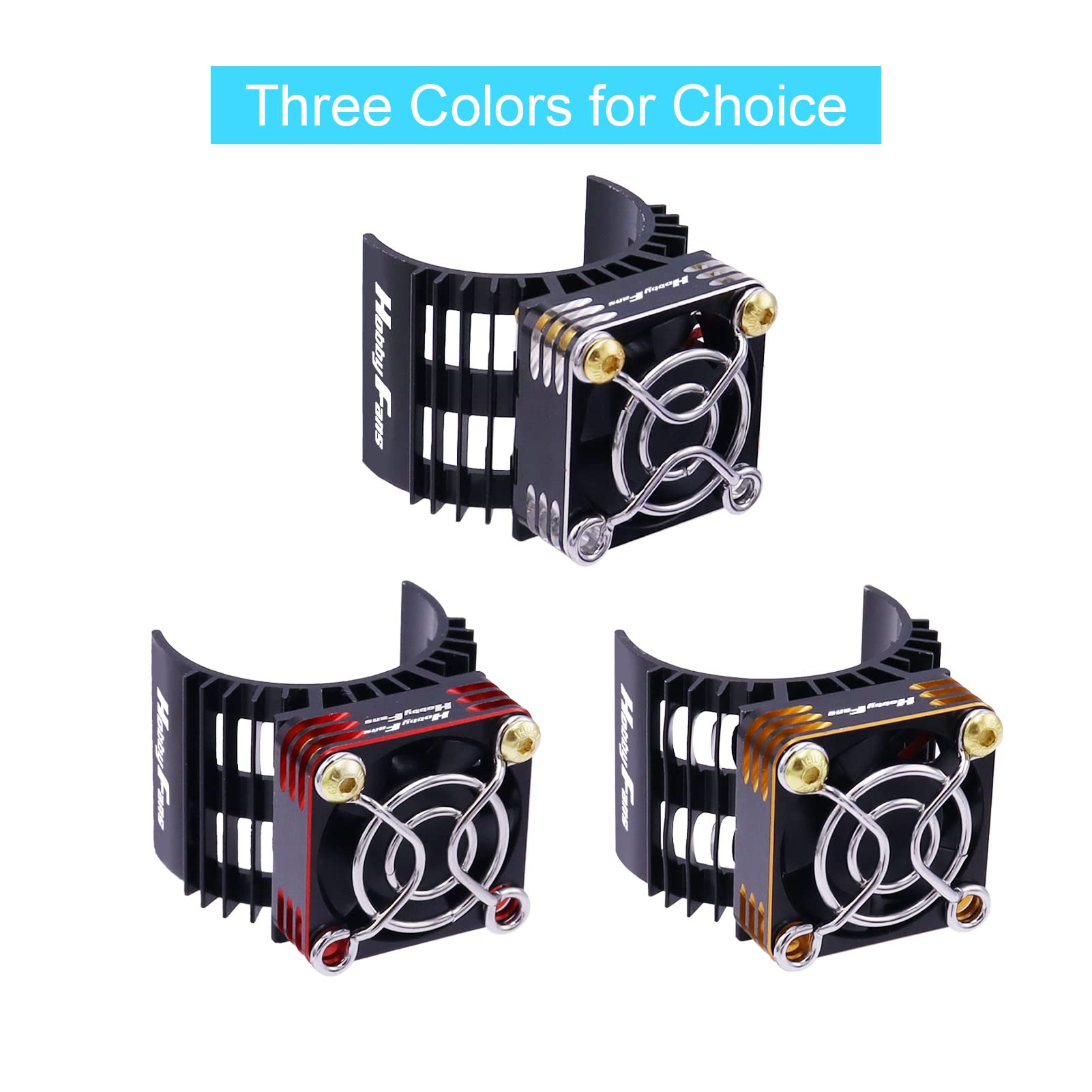 High-Speed 28000RPM Aluminum RC Cooling Fan with Heatsink - Compatible with 1/8 1/10 Scale RC Cars, 540 550 F540 3650 3660 Motors (Gold) - Perfect for RC Racing, Drifting & Off-Road Vehicle Cooling