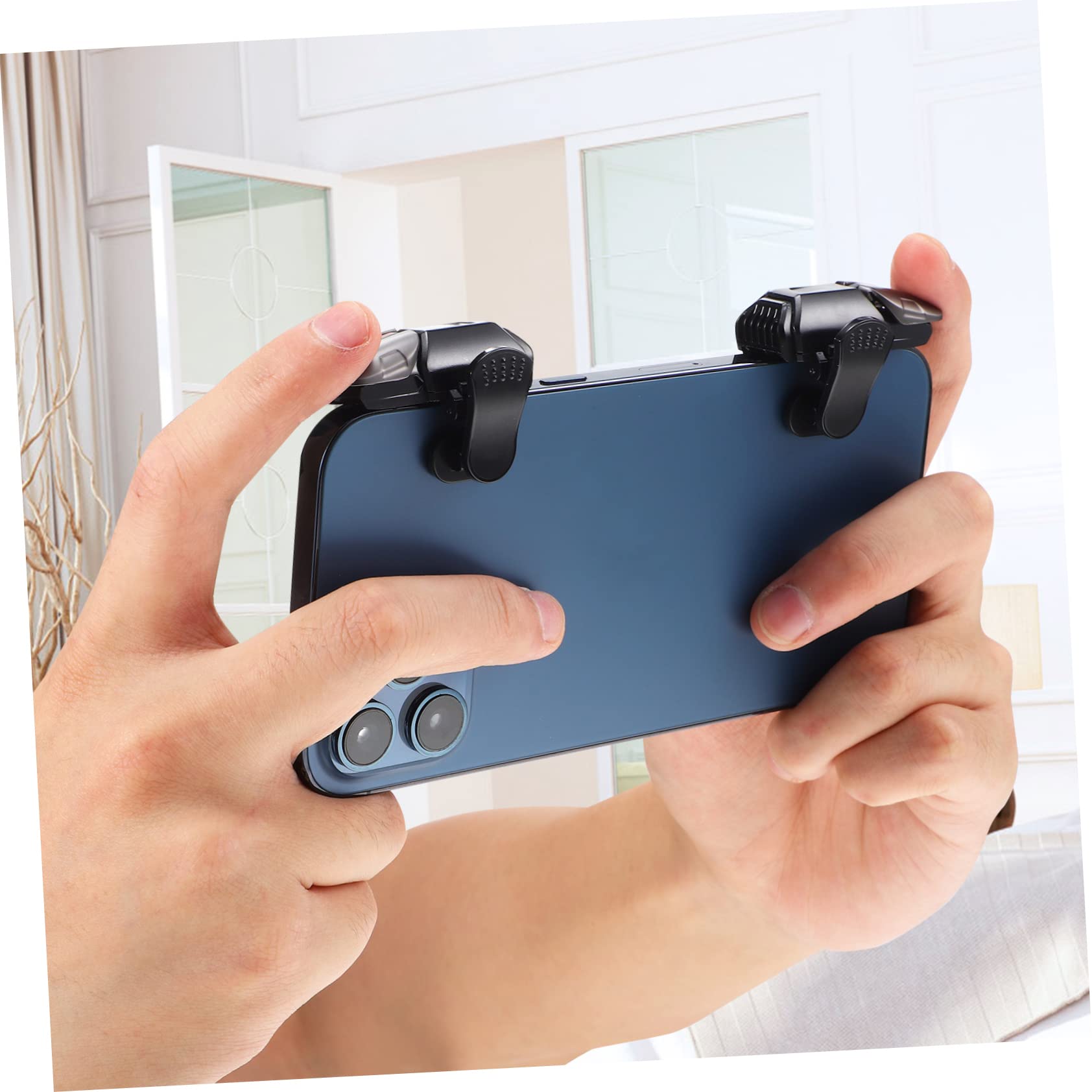 4 Pairs Auxiliary Button Gaming Triggers for PUBG Mobile - Phone Controller Grip with Cooling Radiator - Game Accessories for iPhone & Android - Enhance FPS Shooting in Fortnite, Call of Duty Mobile & More