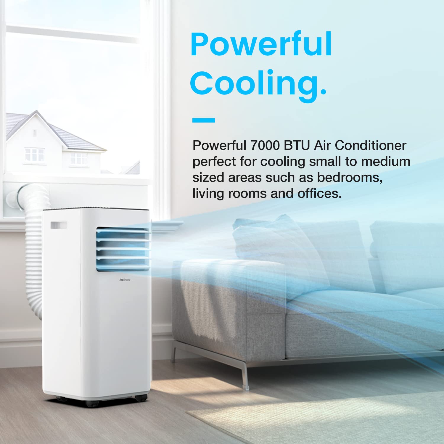 Pro Breeze 4-in-1 Portable Air Conditioner 7000 BTU - Energy Efficient Cooling Unit with Remote Control, 24H Timer & Window Vent Kit - Perfect for Bedroom, Office & Small Spaces