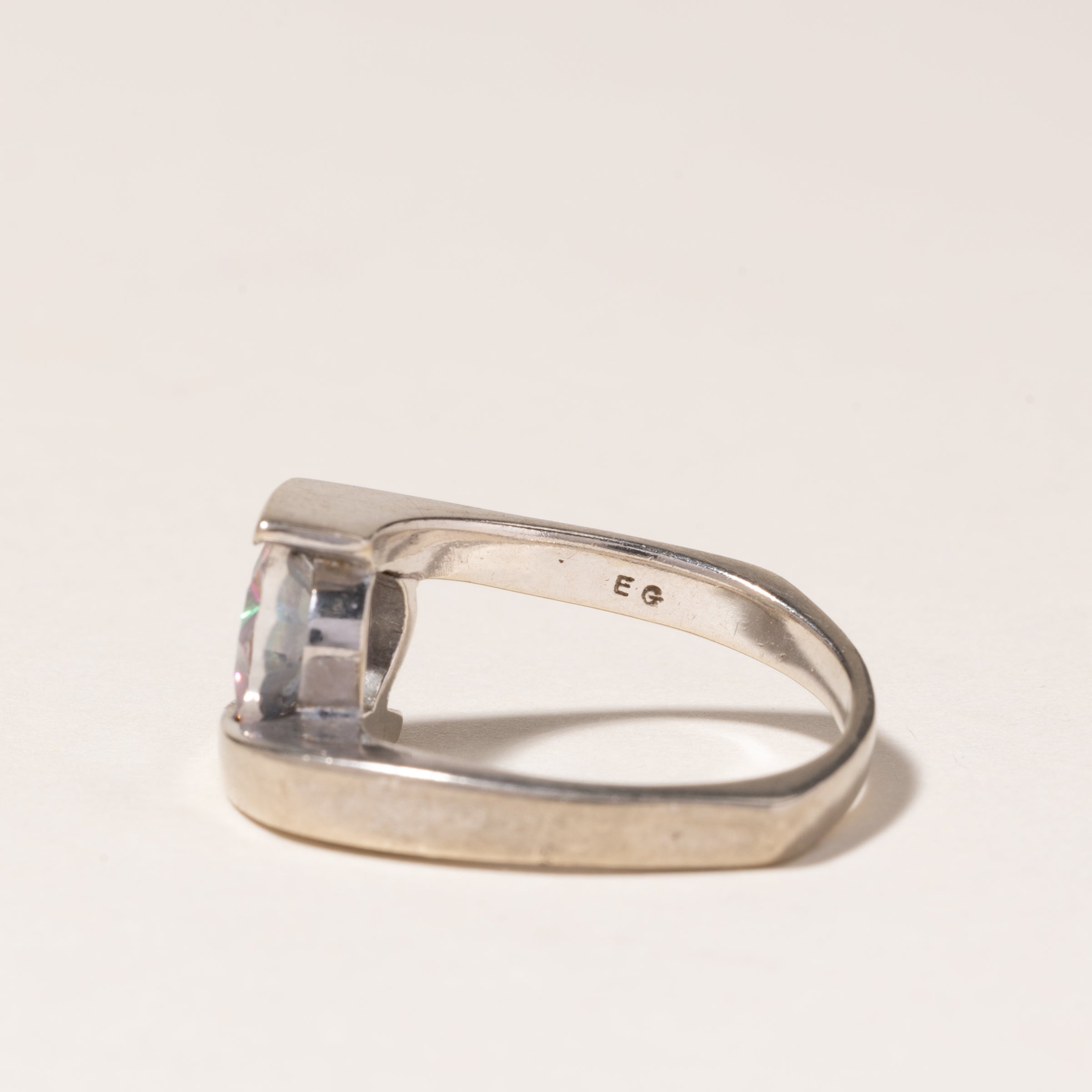 14K White Gold Mystic Topaz Ring - 2.01ct Oval Cut Gemstone Engagement Ring for Women, Size 6.5 | Perfect for Anniversary, Valentine's Day & Special Occasion Gifts