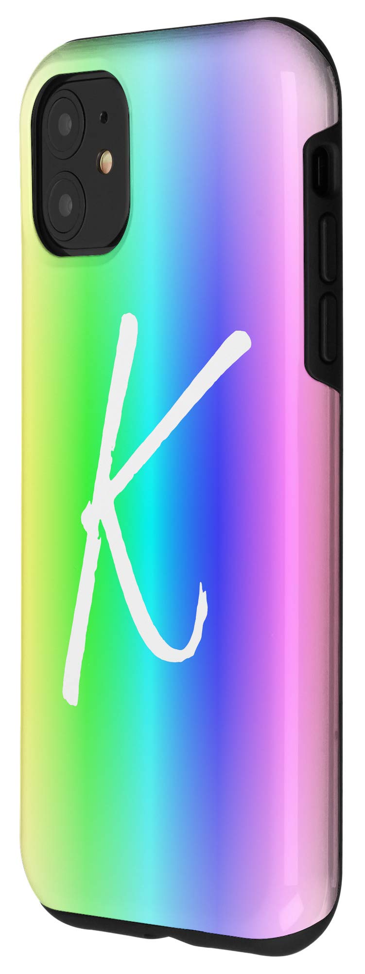 **iPhone 11 Case with Rainbow Ombre Design - Personalized Initial K - Colorful Protective Cover for Women & Men | Perfect for Everyday Use, Gifts, and Fashion Accessories**