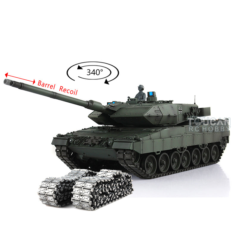 Heng Long 1/16 Scale 2.4Ghz TK7.0 Leopard 2A6 RC Battle Tank with Barrel Recoil, Metal Tracks & Sprockets - Realistic Military Model for Collectors & RC Hobbyists (Ideal for Outdoor Battles & Display)