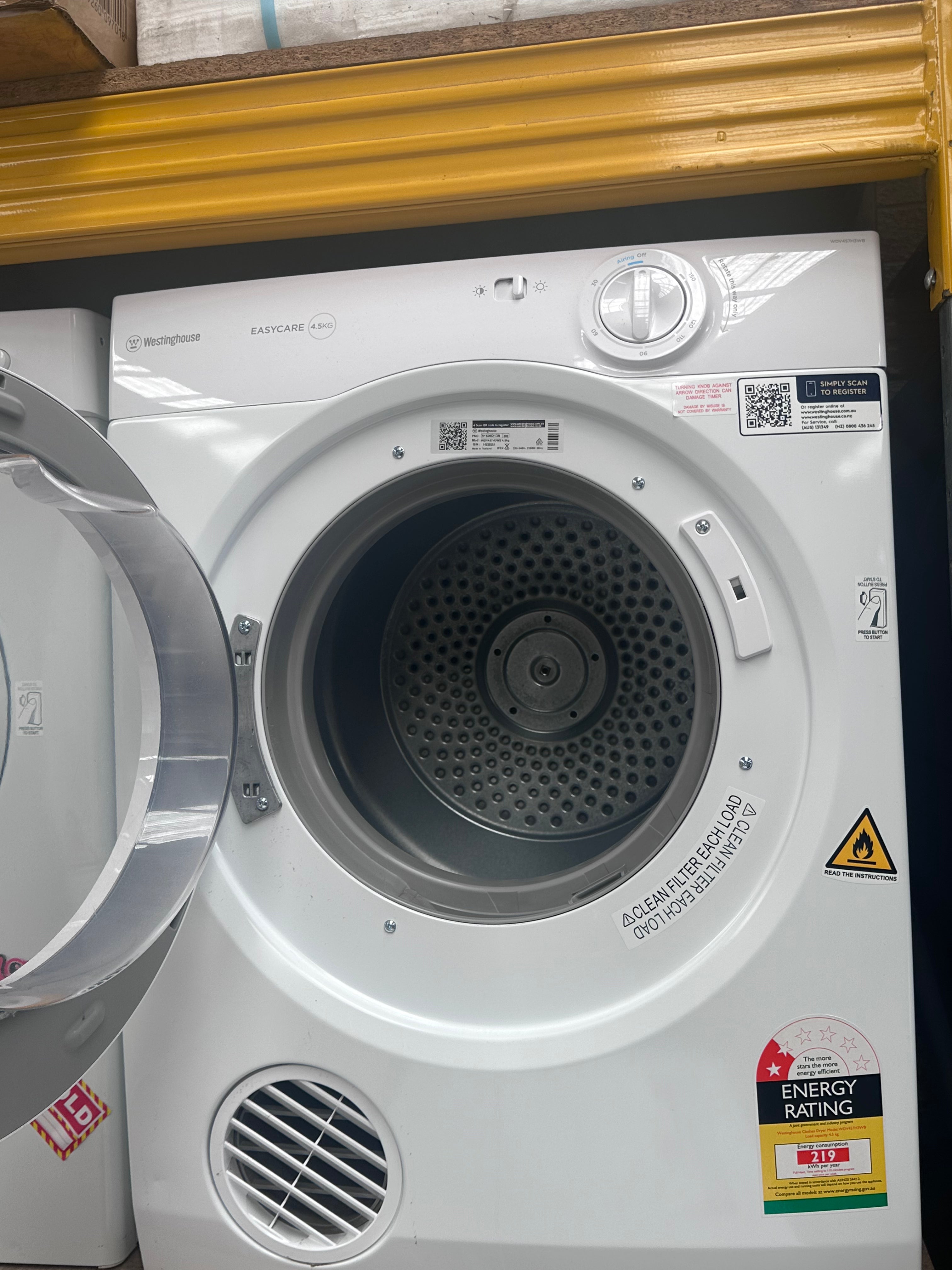 Refurbished Westinghouse 4.5kg Vented Clothes Dryer - Compact Laundry Solution for Apartments, RVs & Small Spaces