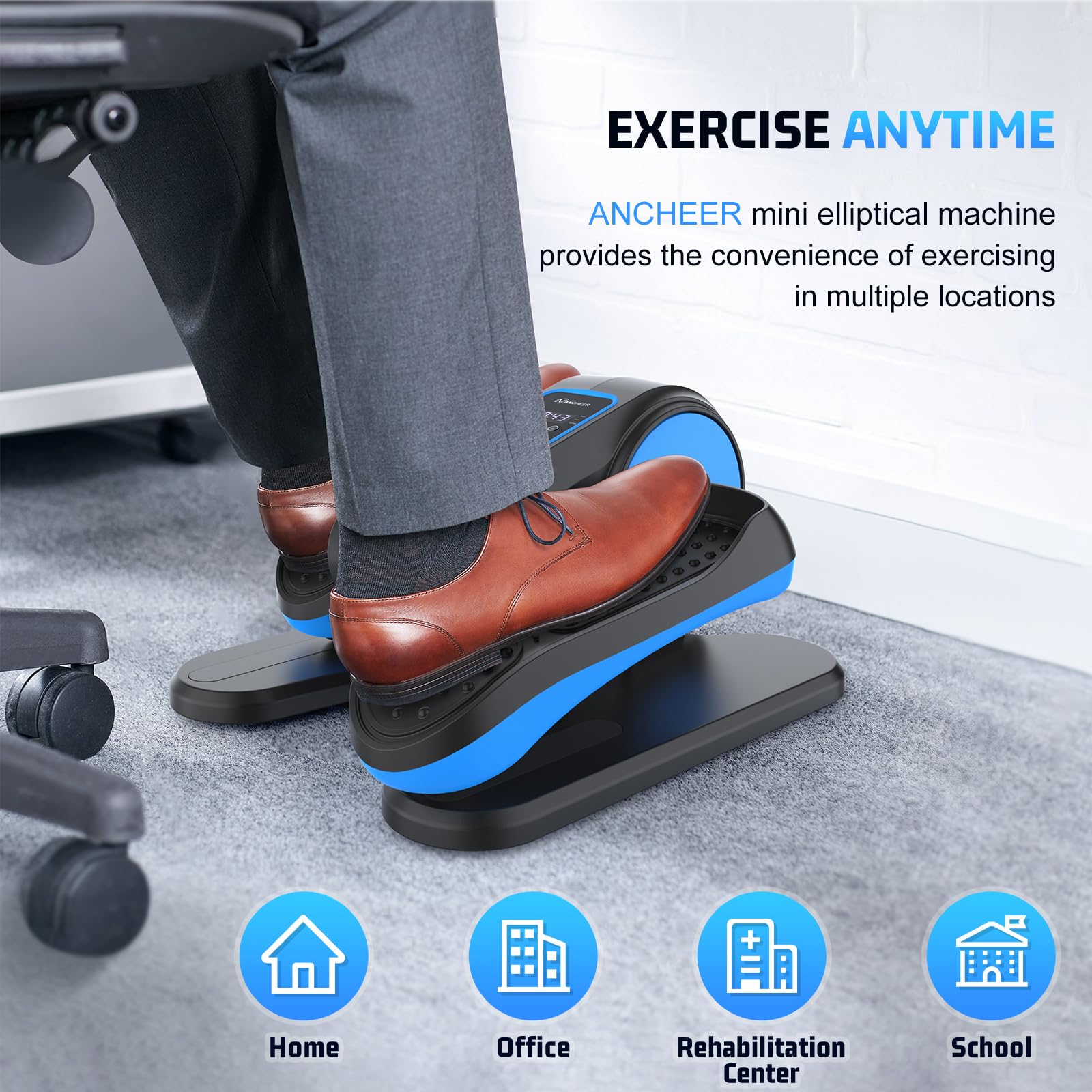 ANCHEER Under Desk Elliptical Machine - Motorized Leg Exerciser for Seniors & Office Workers, 12-Speed Adjustable Seated Elliptical Trainer - Perfect for Home Office, Physical Therapy & Sedentary Lifestyle