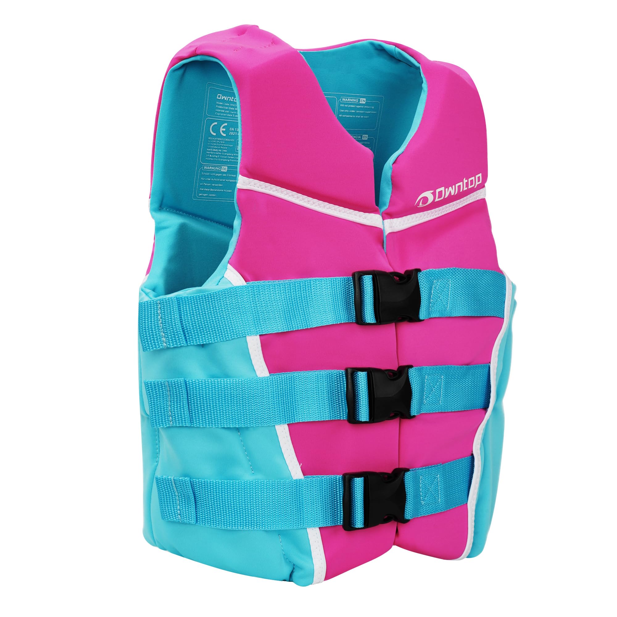 Owntop Youth Swim Vest - Lightweight & Breathable Life Jacket with Adjustable Safety Straps | High-Visibility Colors for Swimming Training, Kayaking & Boating | Fits Kids 50-125 lbs | Perfect for Pool, Lake & Beach Water Activities