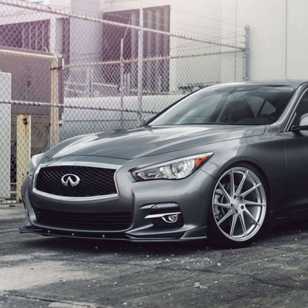2014-2017 Infiniti Q50 Base/Non-Sport Front Lip Spoiler - 3 Piece Set Unpainted Matte Black | Enhance Style & Aerodynamics for Sedans
