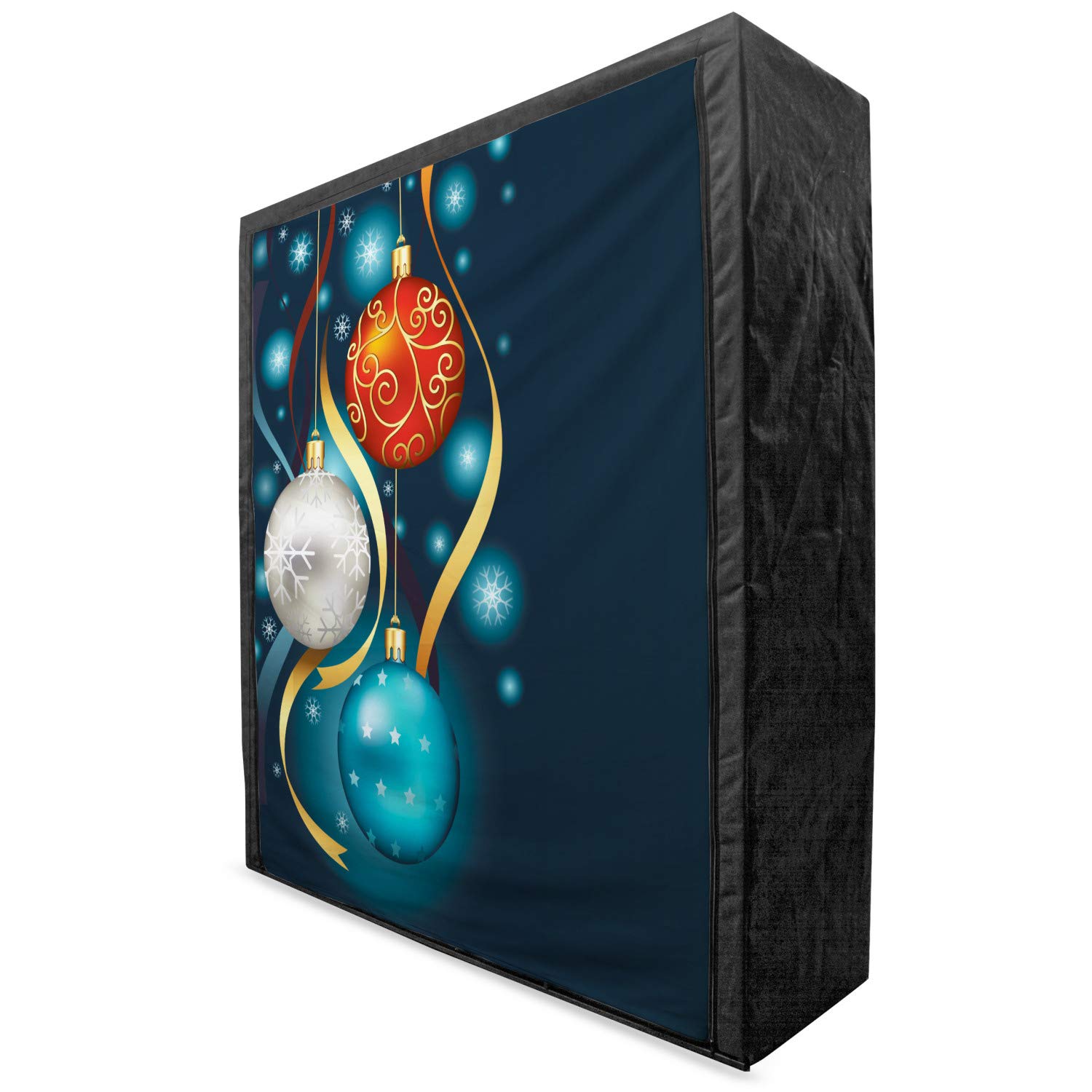 Ambesonne Christmas Portable Fabric Wardrobe with Vivid Baubles & Ribbons - 59