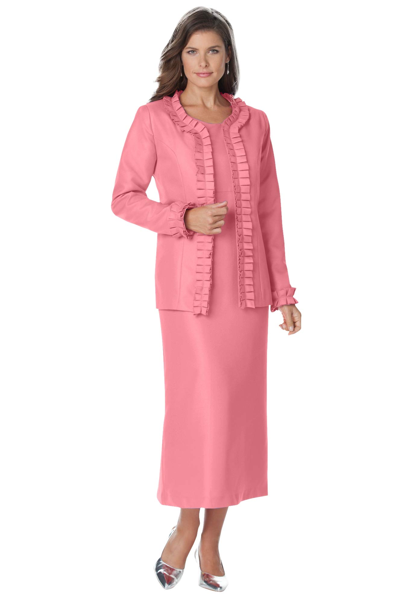 Roaman's Women's Plus Size Pleated Suit Jacket Dress - Elegant Office Wear & Formal Occasion Outfit for Curvy Women | Business Attire, Wedding Guest Dress, Professional Work Dress